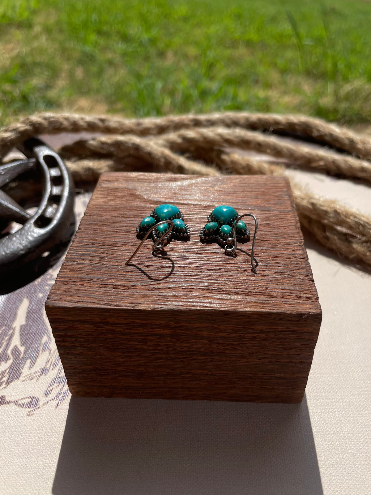 Turquoise Paw Print Dangle Earrings | 925 Sterling Silver G708