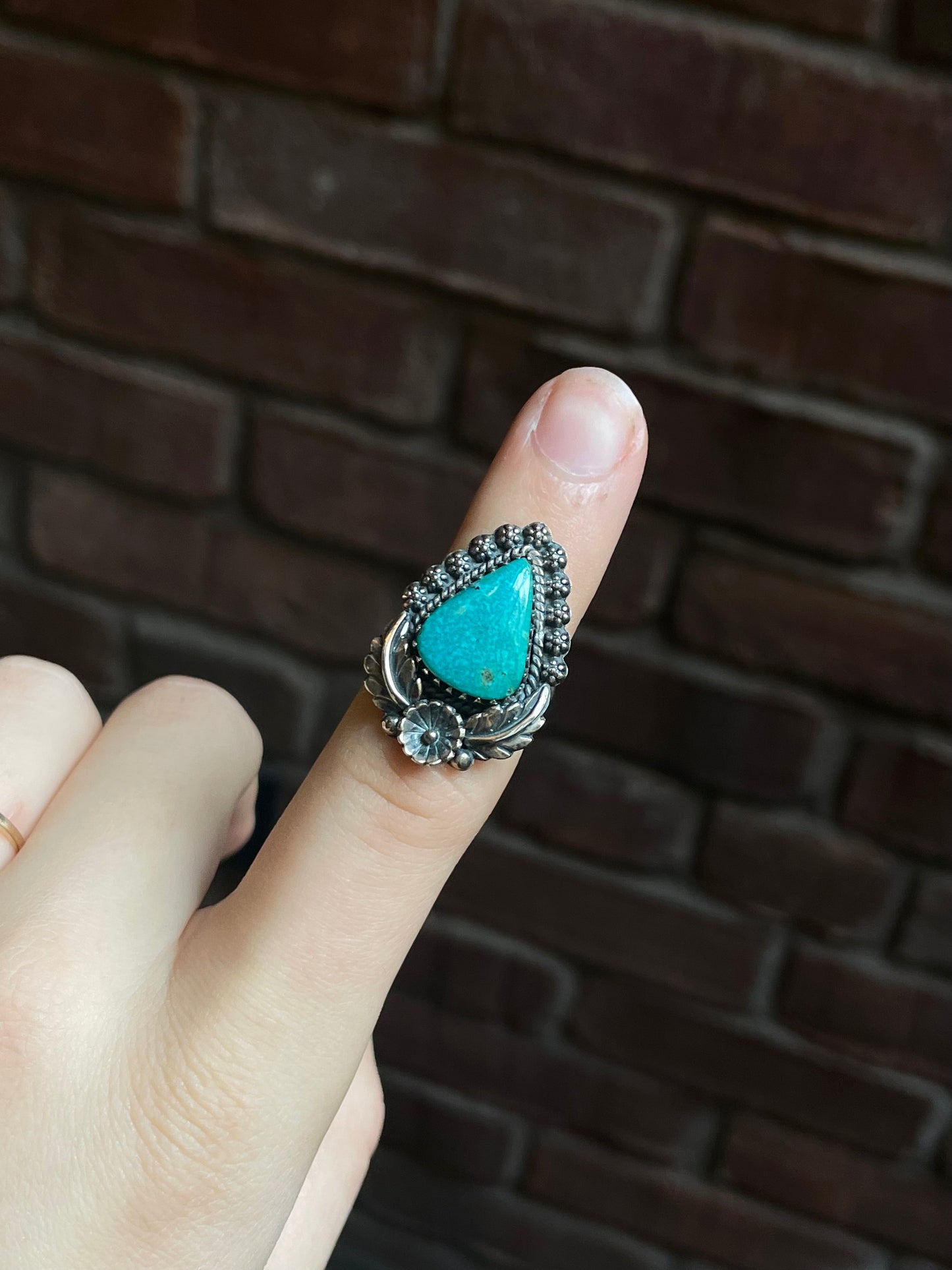 Turquoise Teardrop Ring Size 6 | 925 Sterling Silver C932