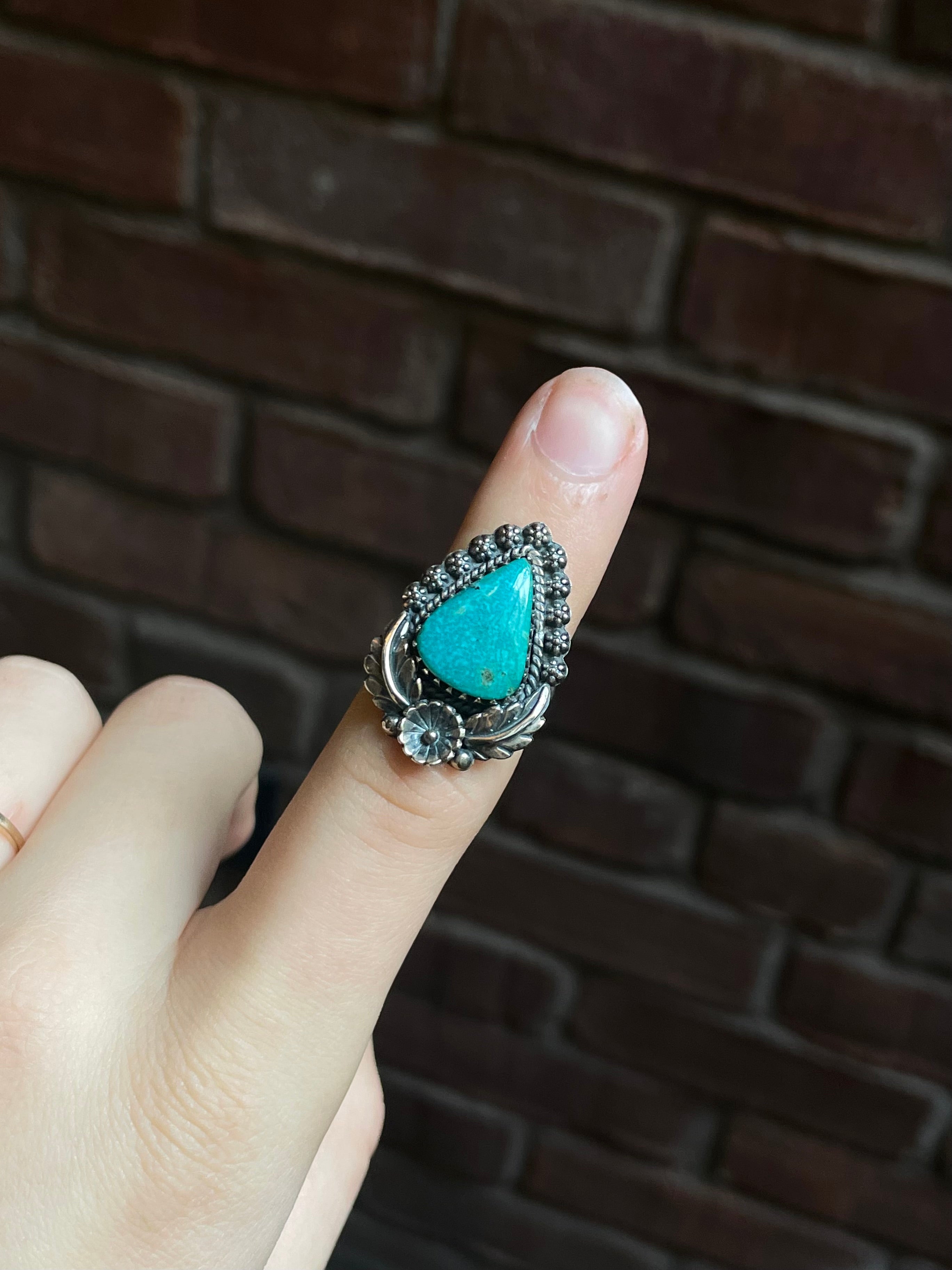 Turquoise Teardrop Ring Size 6 | 925 Sterling Silver C932