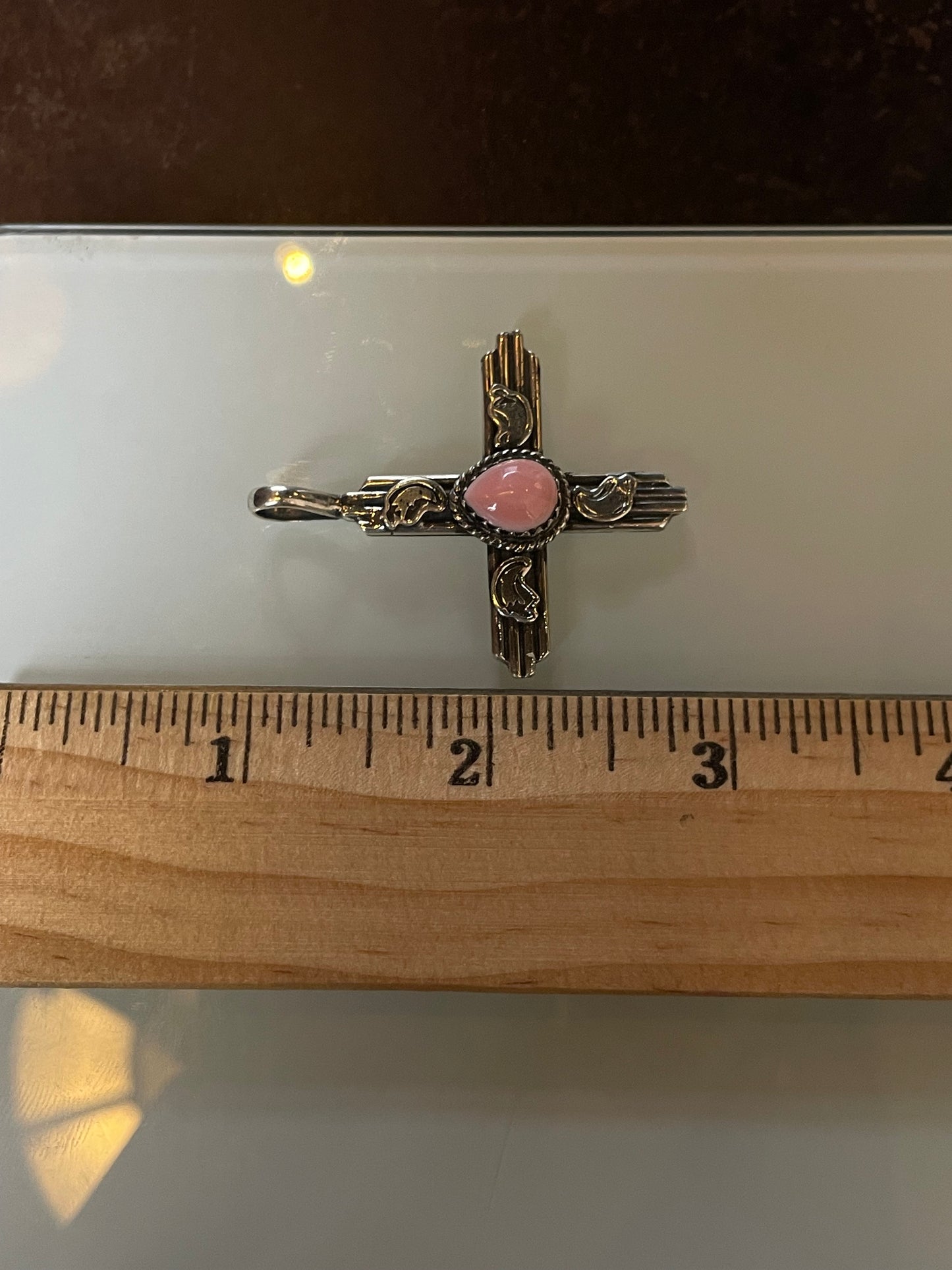 Pink Conch Cross Pendant | Sterling Silver 925 C692