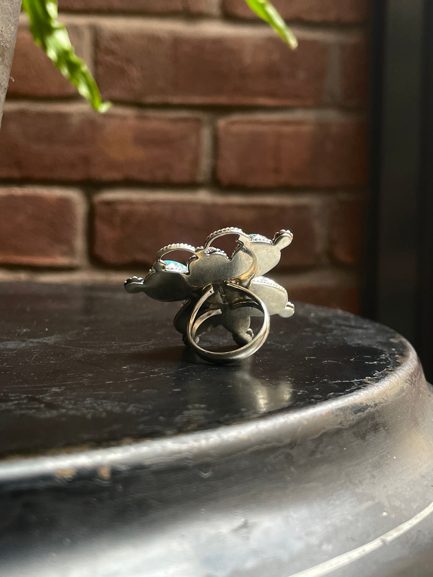 Turquoise & Pink Conch Butterfly Ring | 925 Sterling Silver | Size 6.75 E295