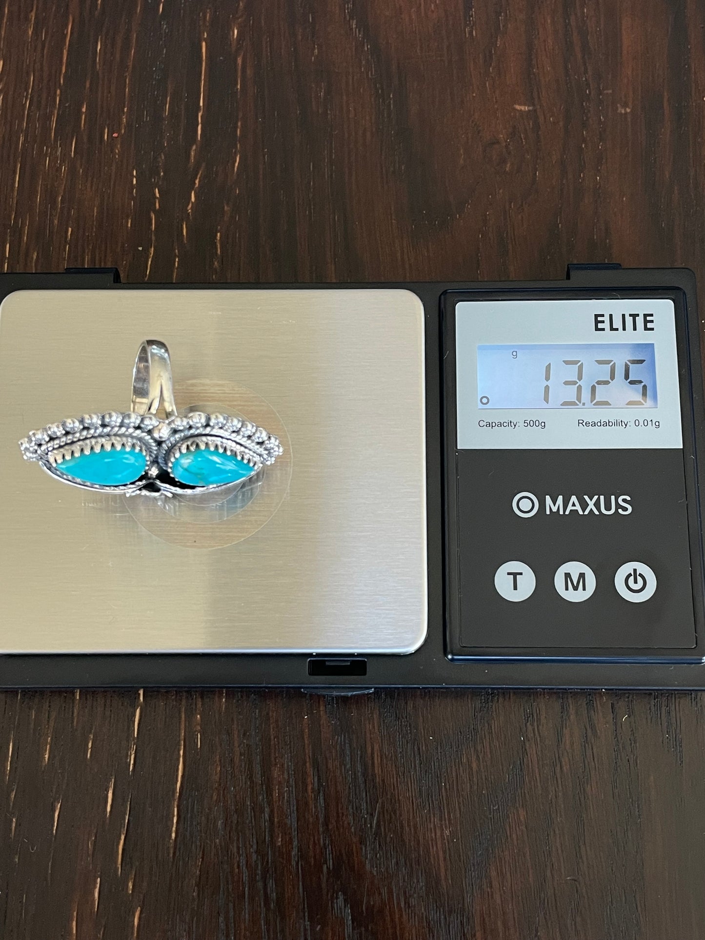 Turquoise Feather Ring Size 8 | Sterling Silver E893