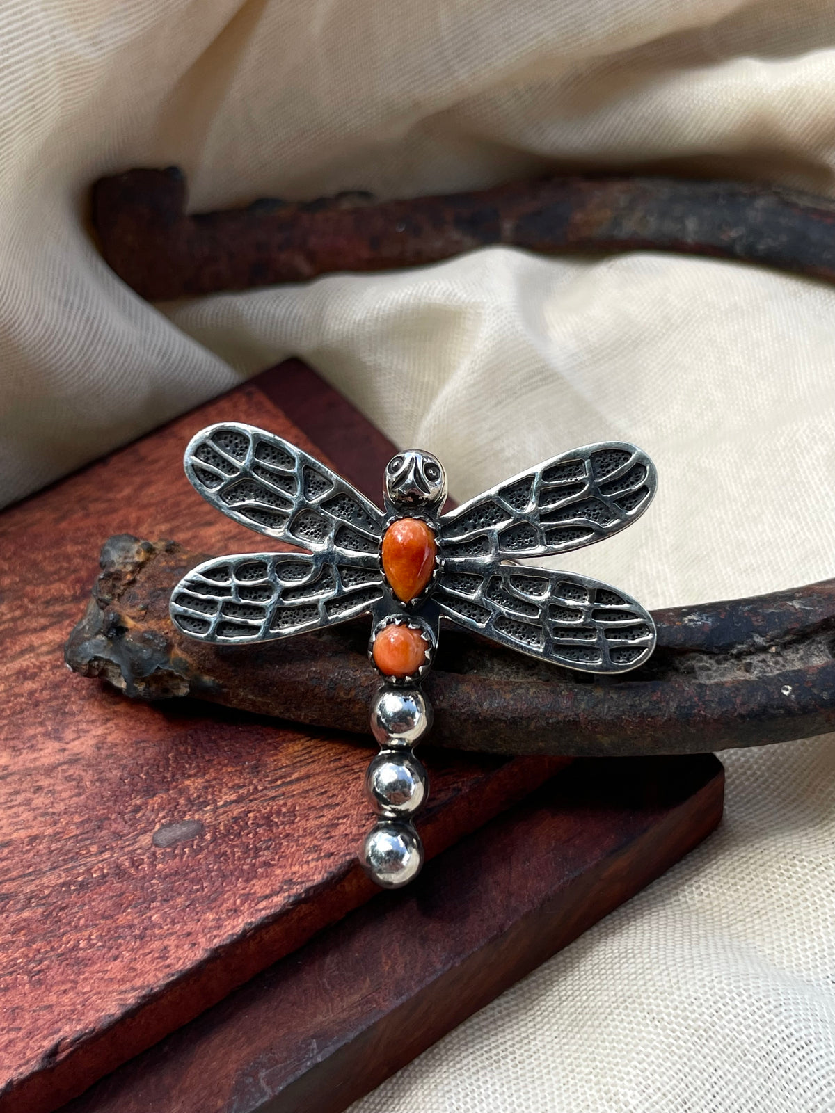 Spiny Dragonfly Ring | Sterling Silver | Handmade Size 7 C921