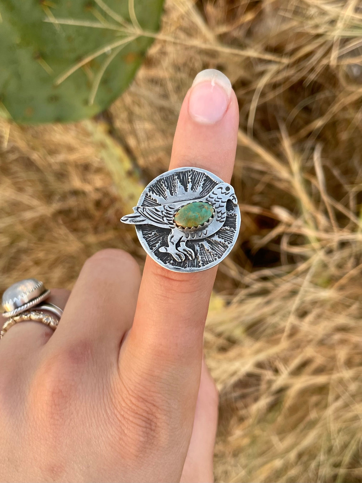 Turquoise Bird Ring Size 8 | 925 Sterling Silver G764