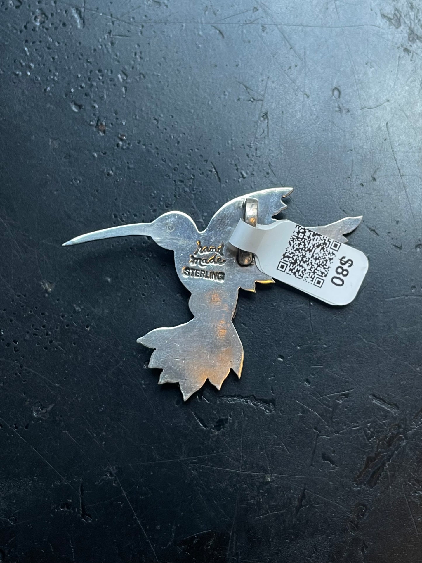 Hummingbird Pendant in Kingman Turquoise | Sterling Silver | A576