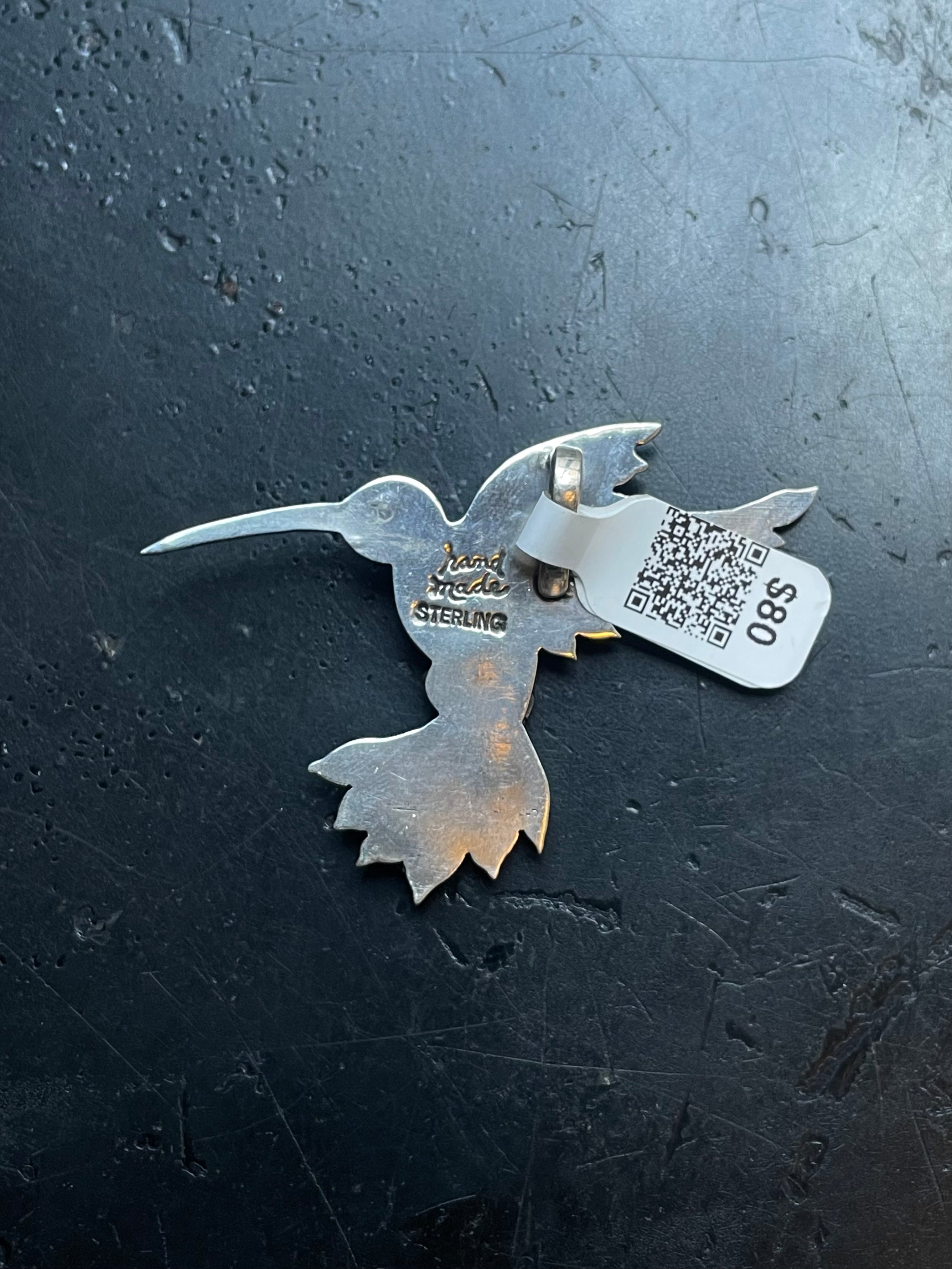 Hummingbird Pendant in Kingman Turquoise | Sterling Silver | A576