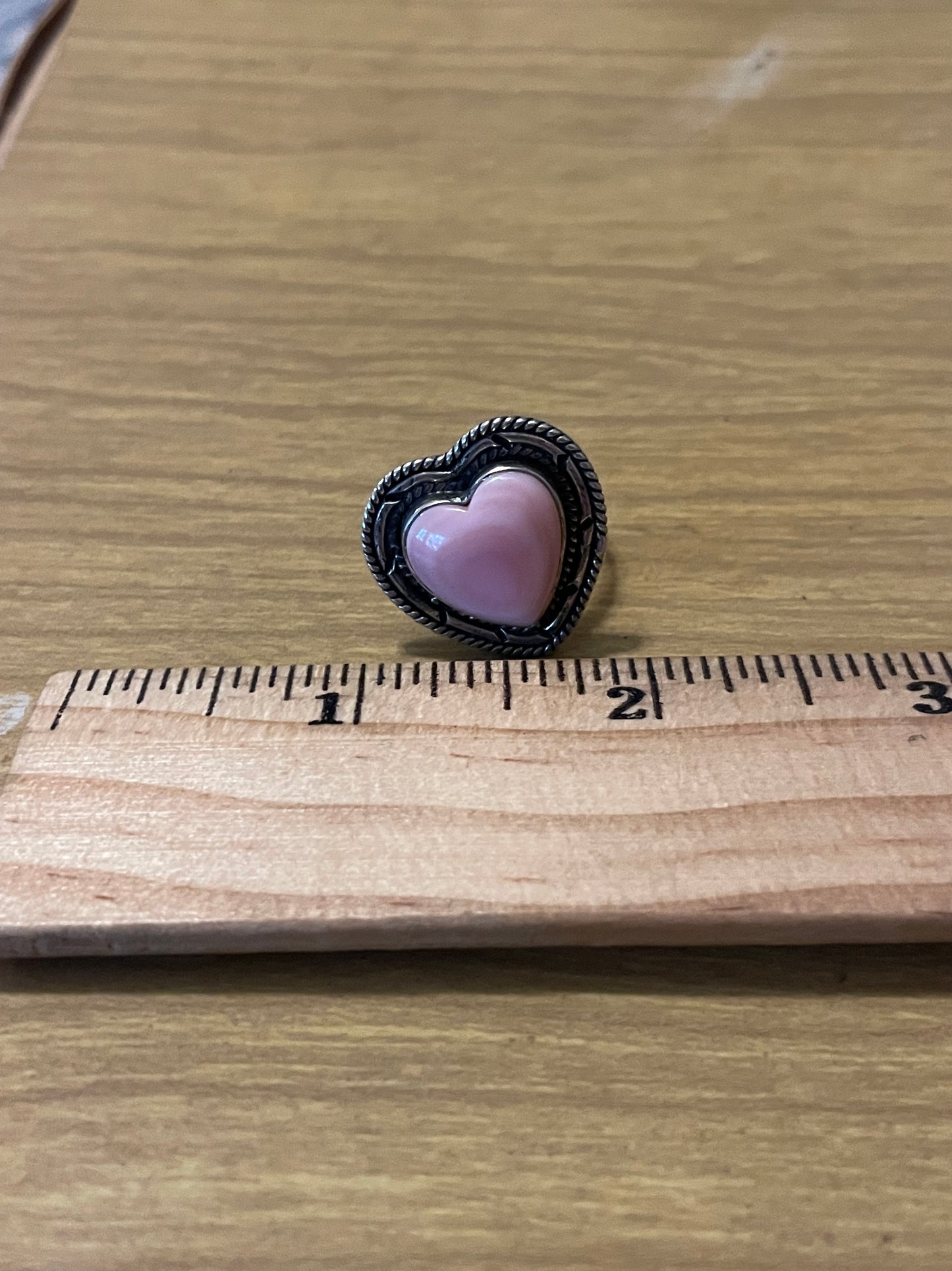 Pink Conch Heart Ring Size 7 | 925 Sterling Silver E997