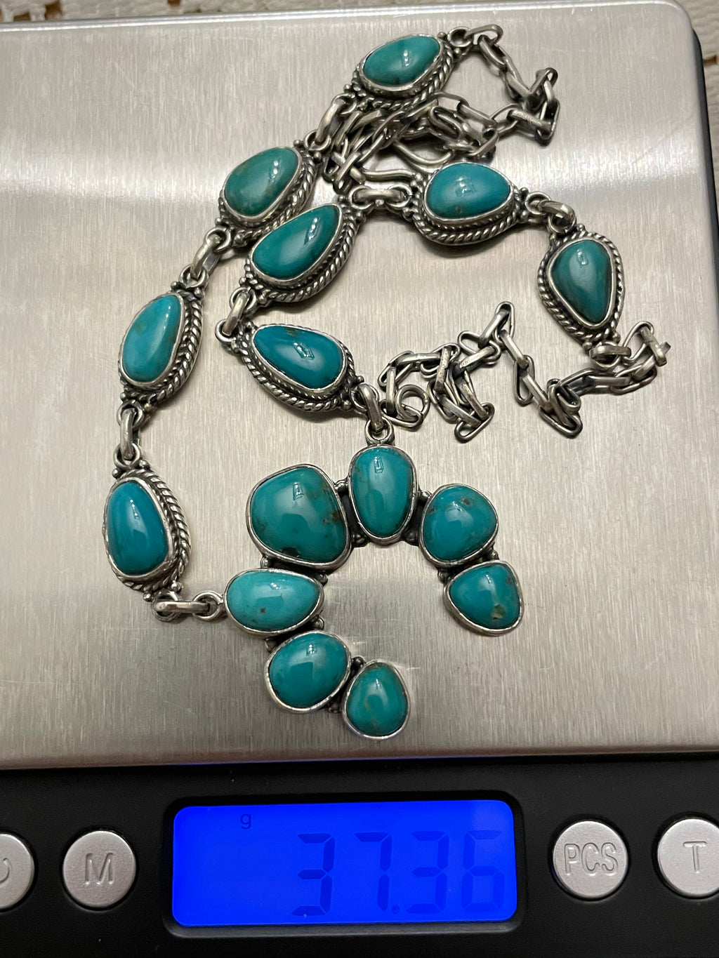 Kingman Turquoise Naja Necklace | Sterling Silver 925 B899