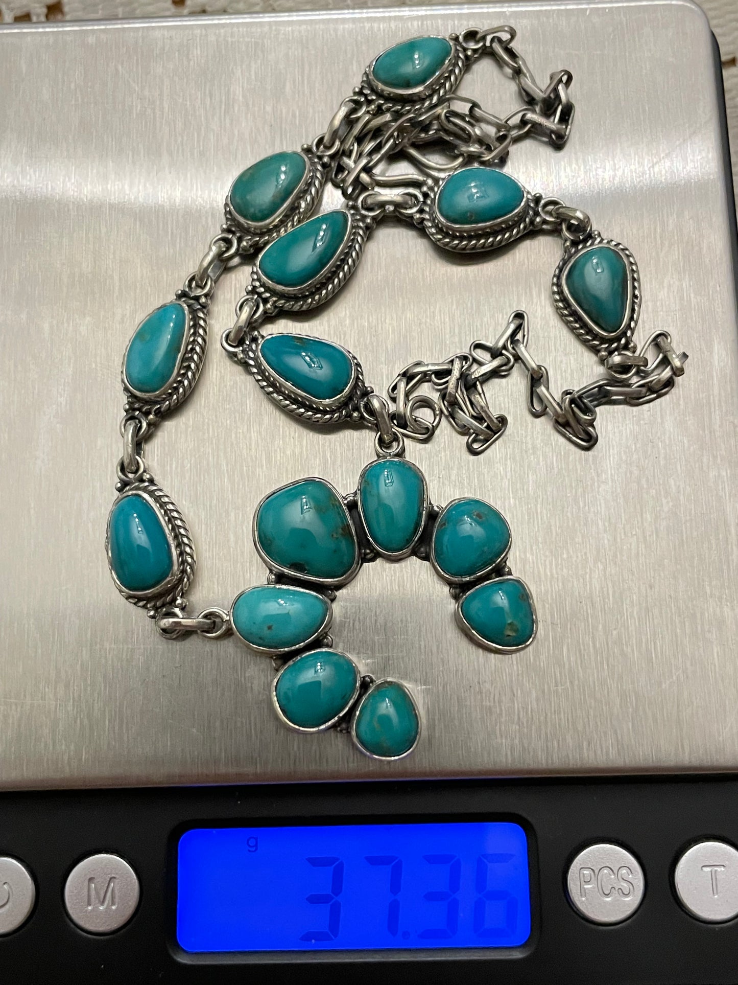 Kingman Turquoise Naja Necklace | Sterling Silver 925 B899