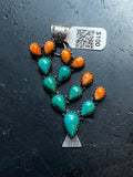 Kingman Turquoise Cactus Pendant | Sterling Silver | A596