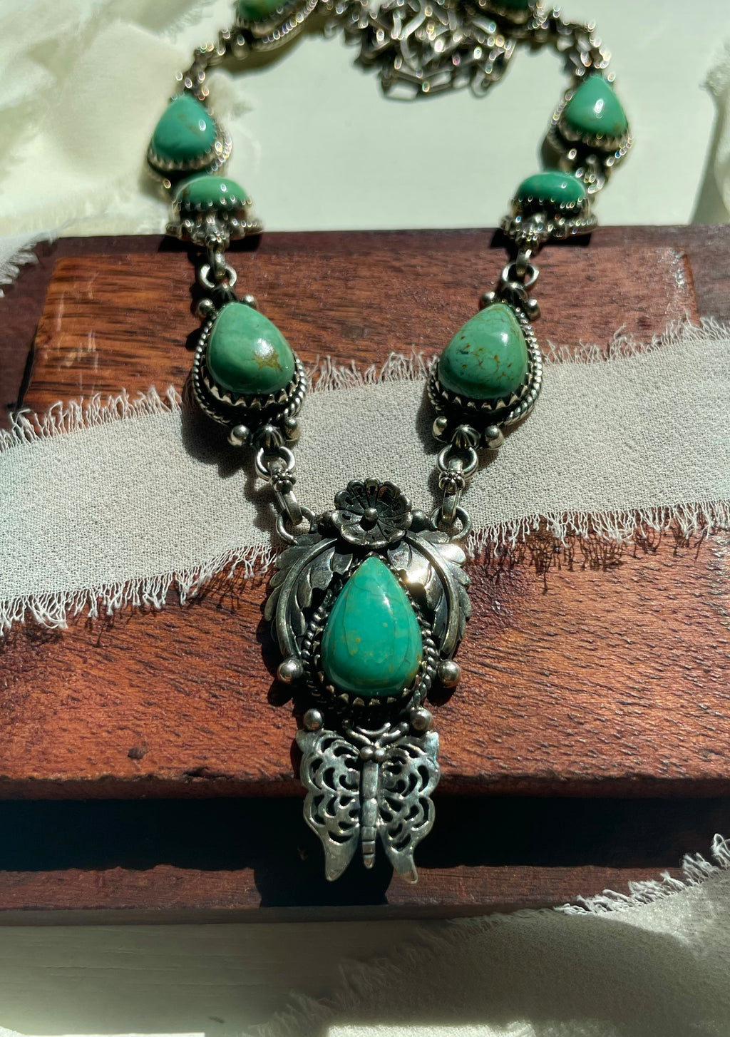 Kingman Turquoise Feather Lariat Necklace | 925 Sterling Silver G610