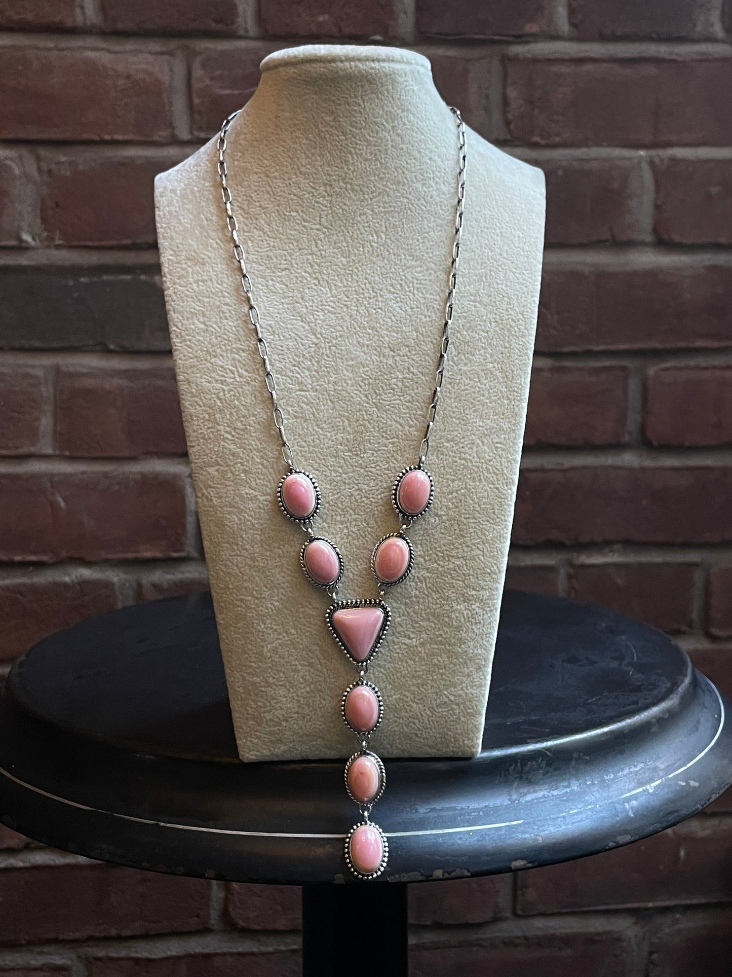 Pink Conch Lariat Necklace | 925 Sterling Silver E340