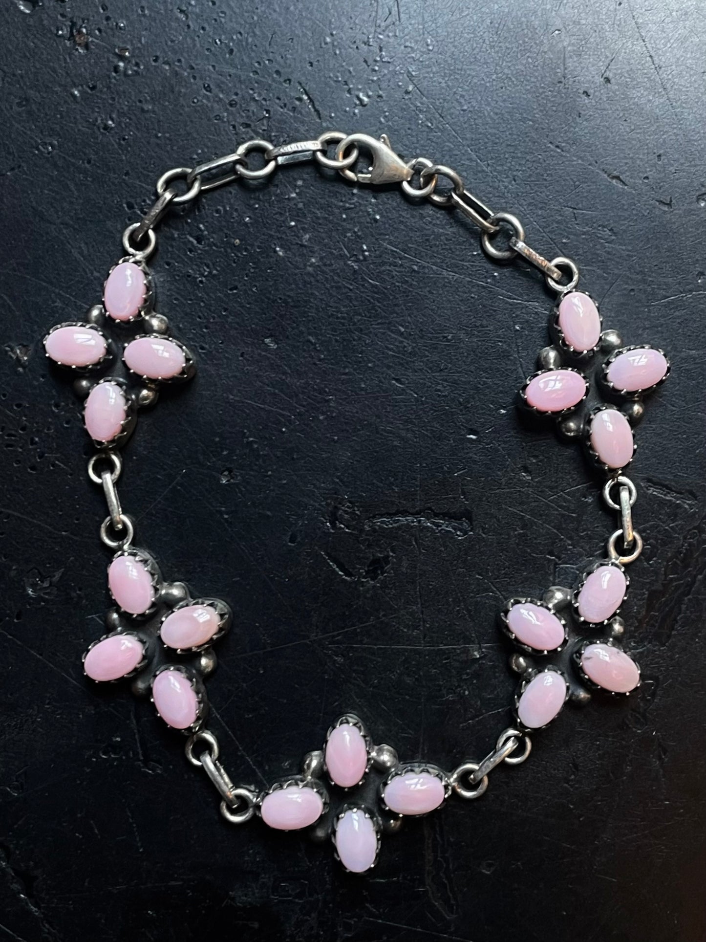 Pink Conch Cluster Bracelet | 925 Sterling Silver E544