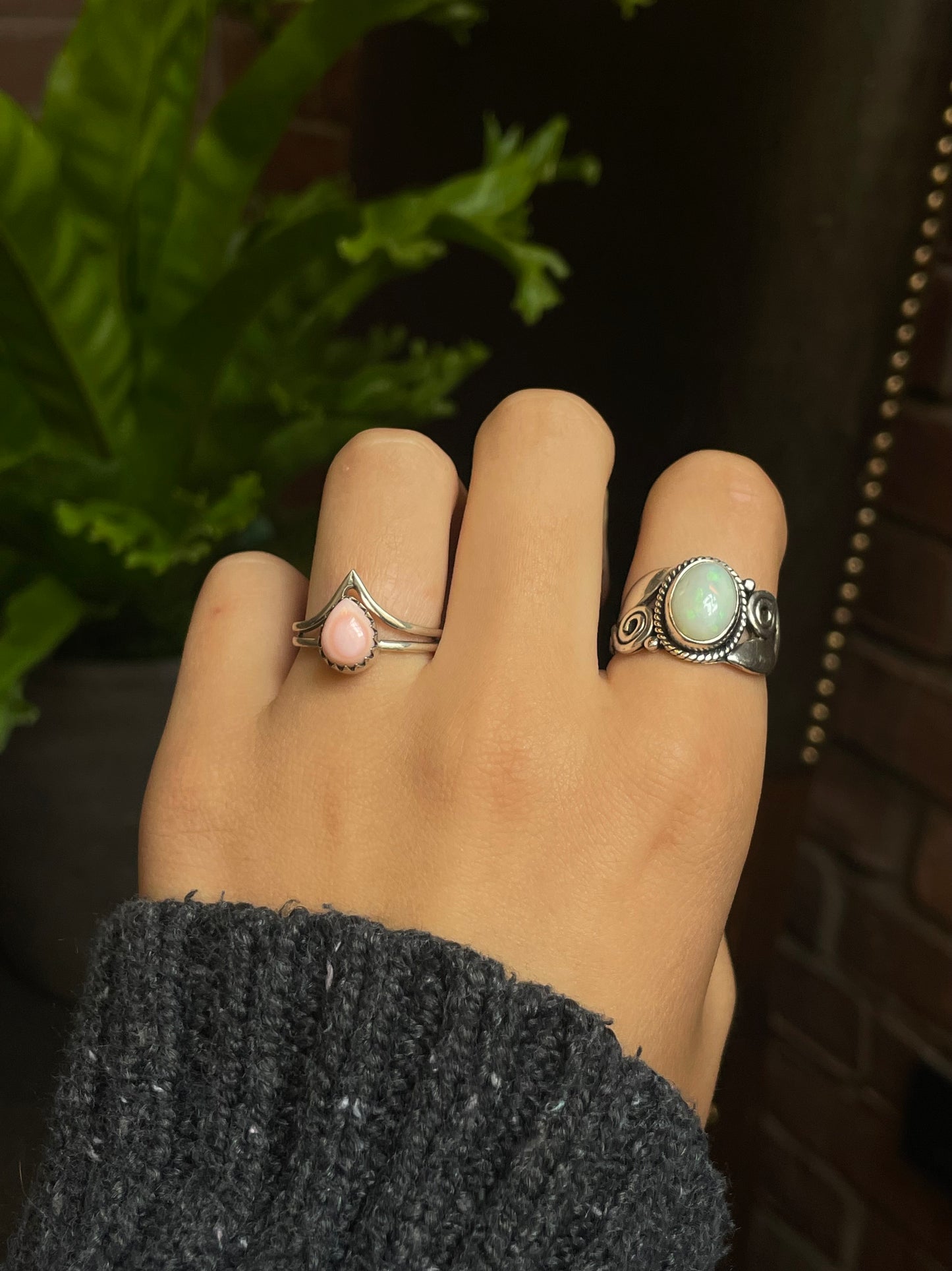 Pink Conch Tear Drop Ring Size 8 | 925 Sterling Silver G154