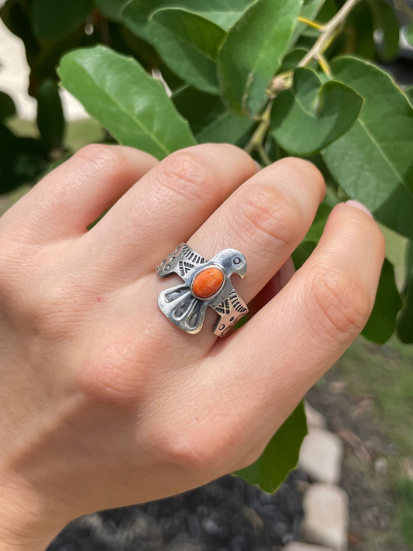Spiny Oyster Thunderbird Ring Size 9.25 | 925 Sterling Silver D178