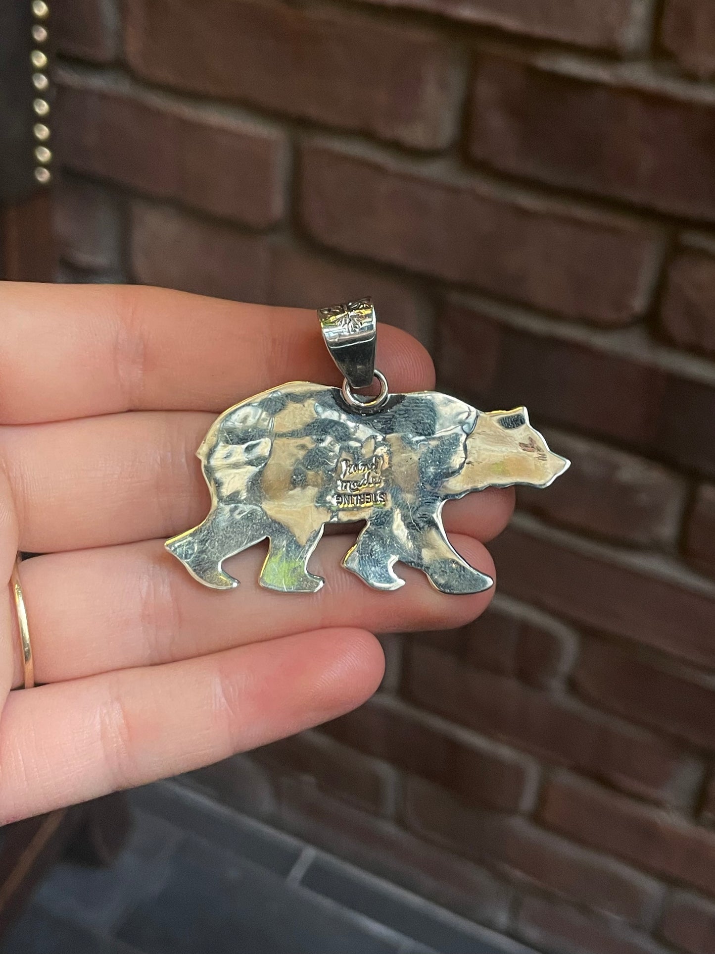 Pink Conch Bear Pendant | 925 Sterling Silver C520