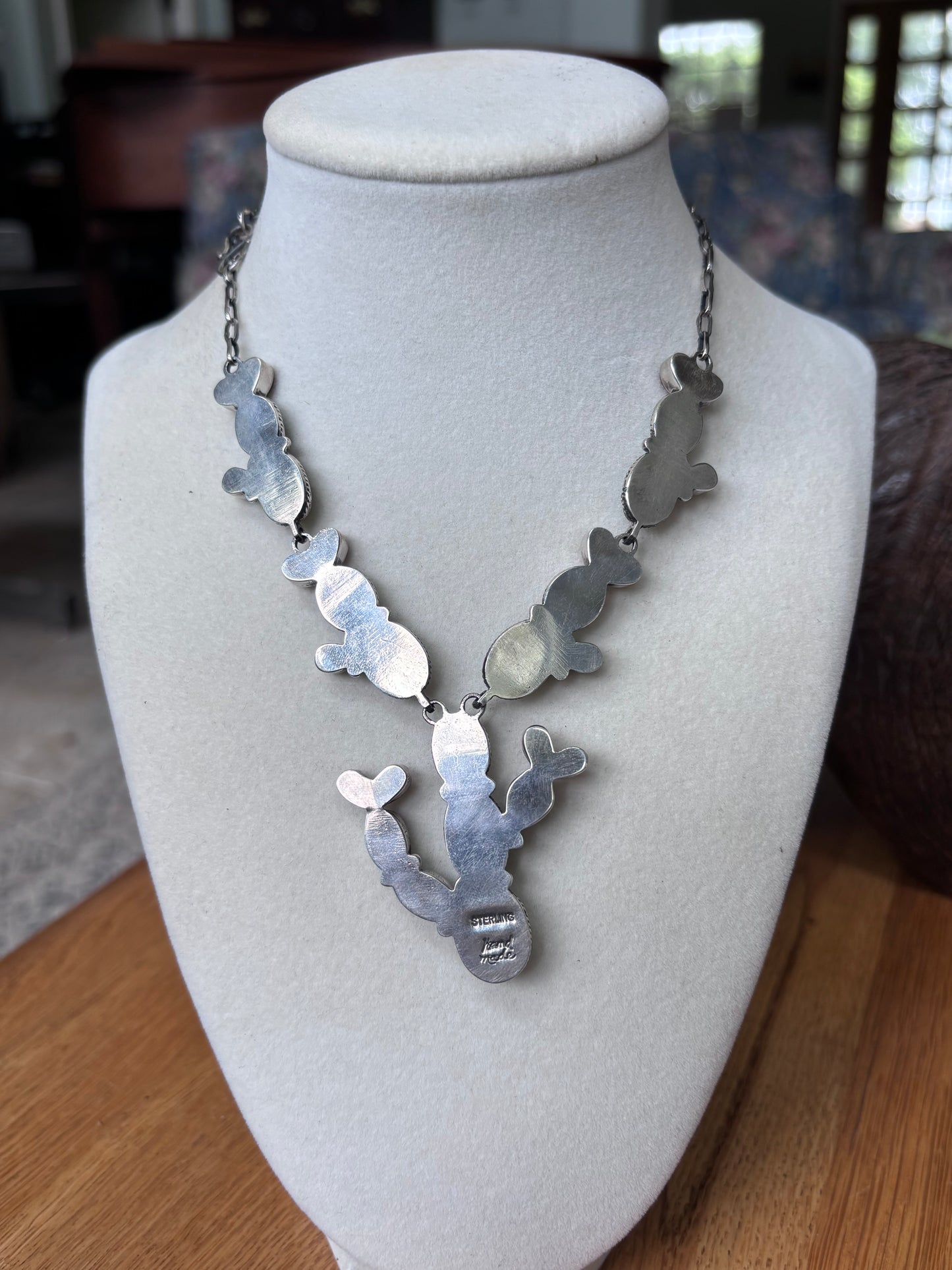 Turquoise Coral Prickly Pear Necklace | 925 Sterling Silver A106
