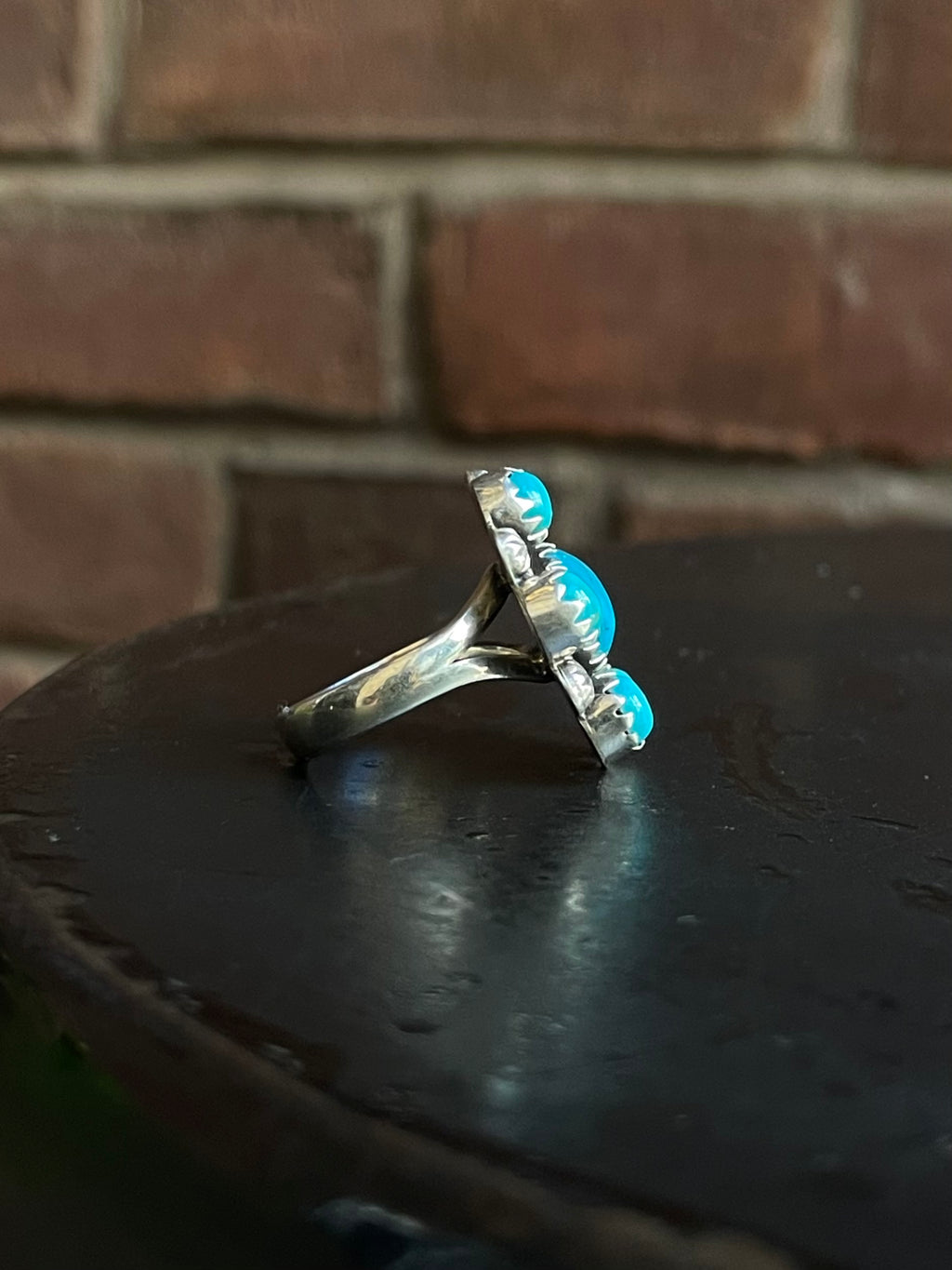 Kingman Turquoise Flower Cluster Ring Size 7 | 925 Sterling Silver G578