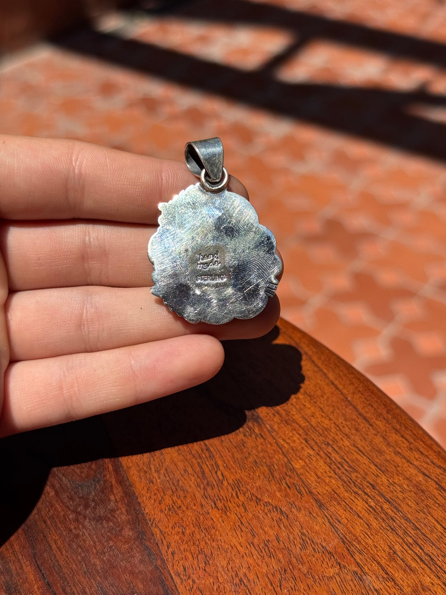 Pink Conch Tear Drop Pendant | Sterling Silver | A622