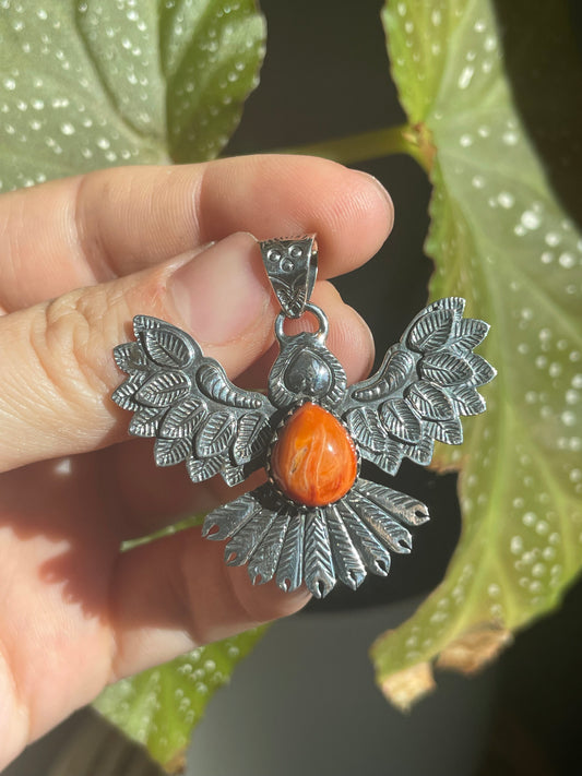 Spiny Oyster Thunderbird Pendant | Sterling Silver 925 B836