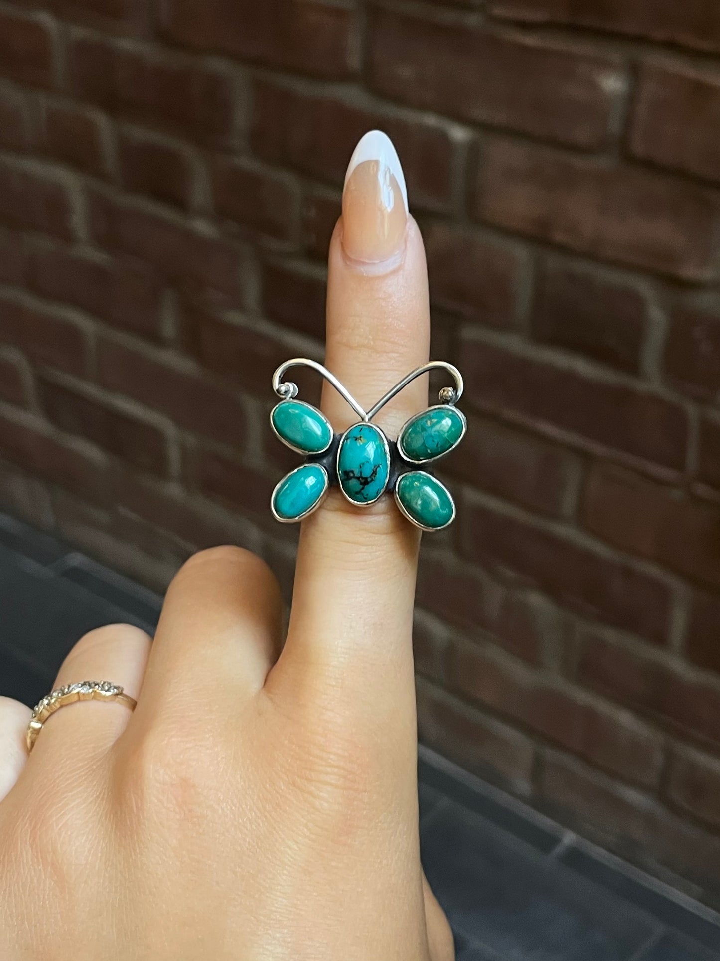 Turquoise Butterfly Ring Size 8.5 | Sterling Silver E869