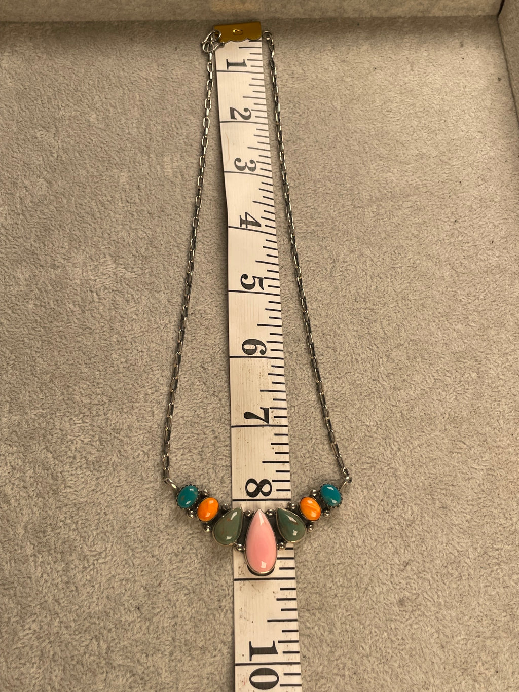 Pink Conch, Spiny Oyster & Turquoise Necklace | 925 Sterling Silver D165