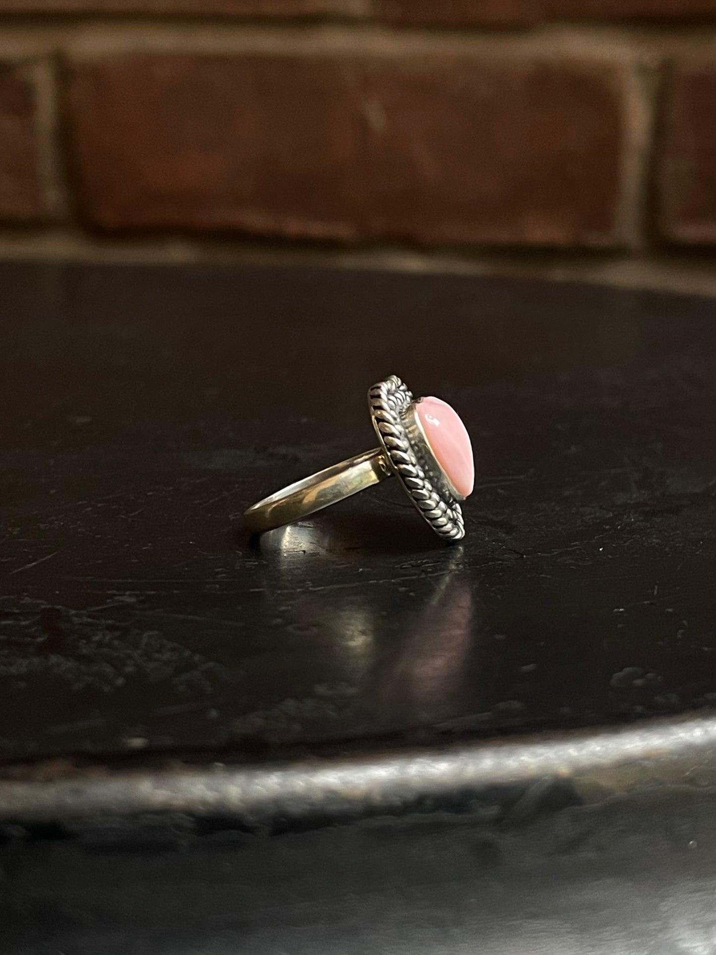 Pink Conch Heart Ring Size 6.75  | 925 Sterling Silver G145