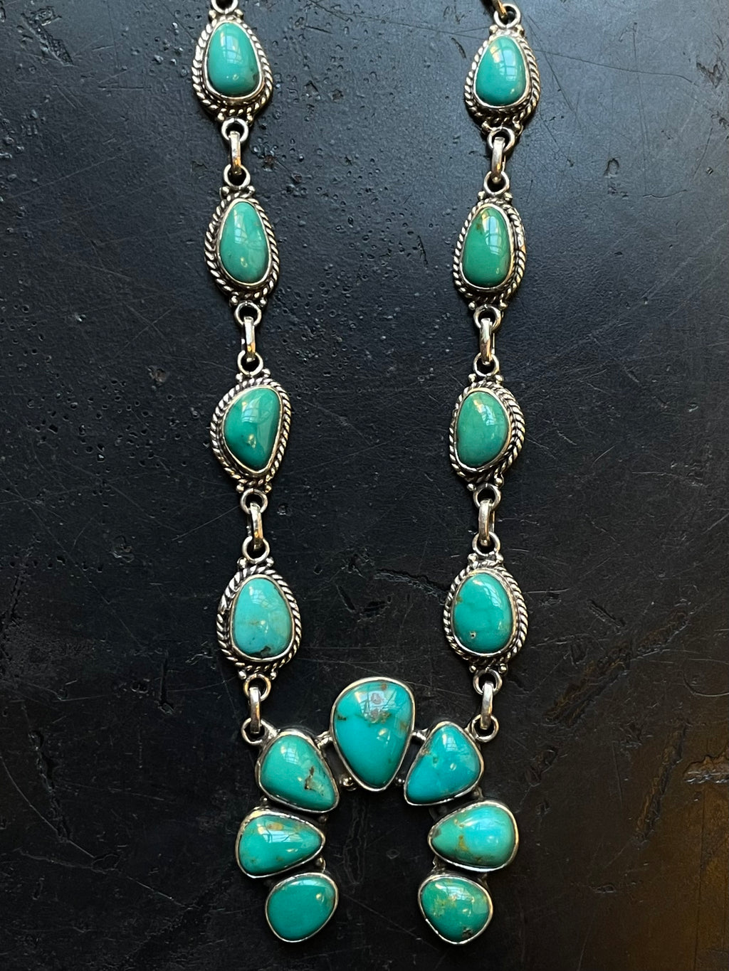 Kingman Turquoise Naja Necklace | Sterling Silver E831