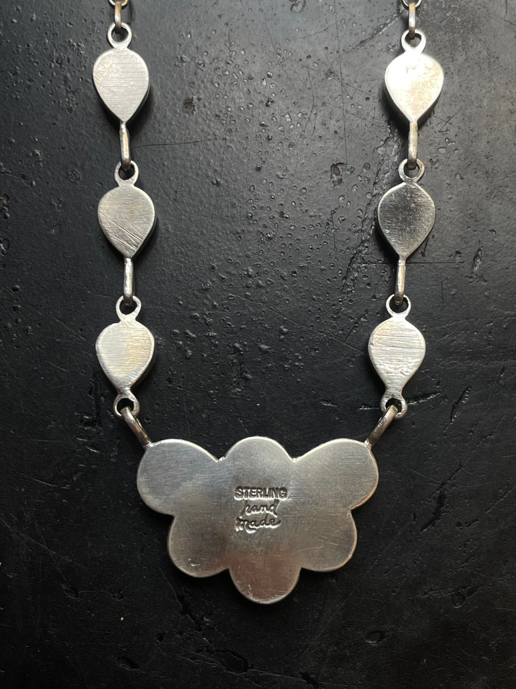 Kingman Turquoise Half Flower Necklace | 925 Sterling Silver G403