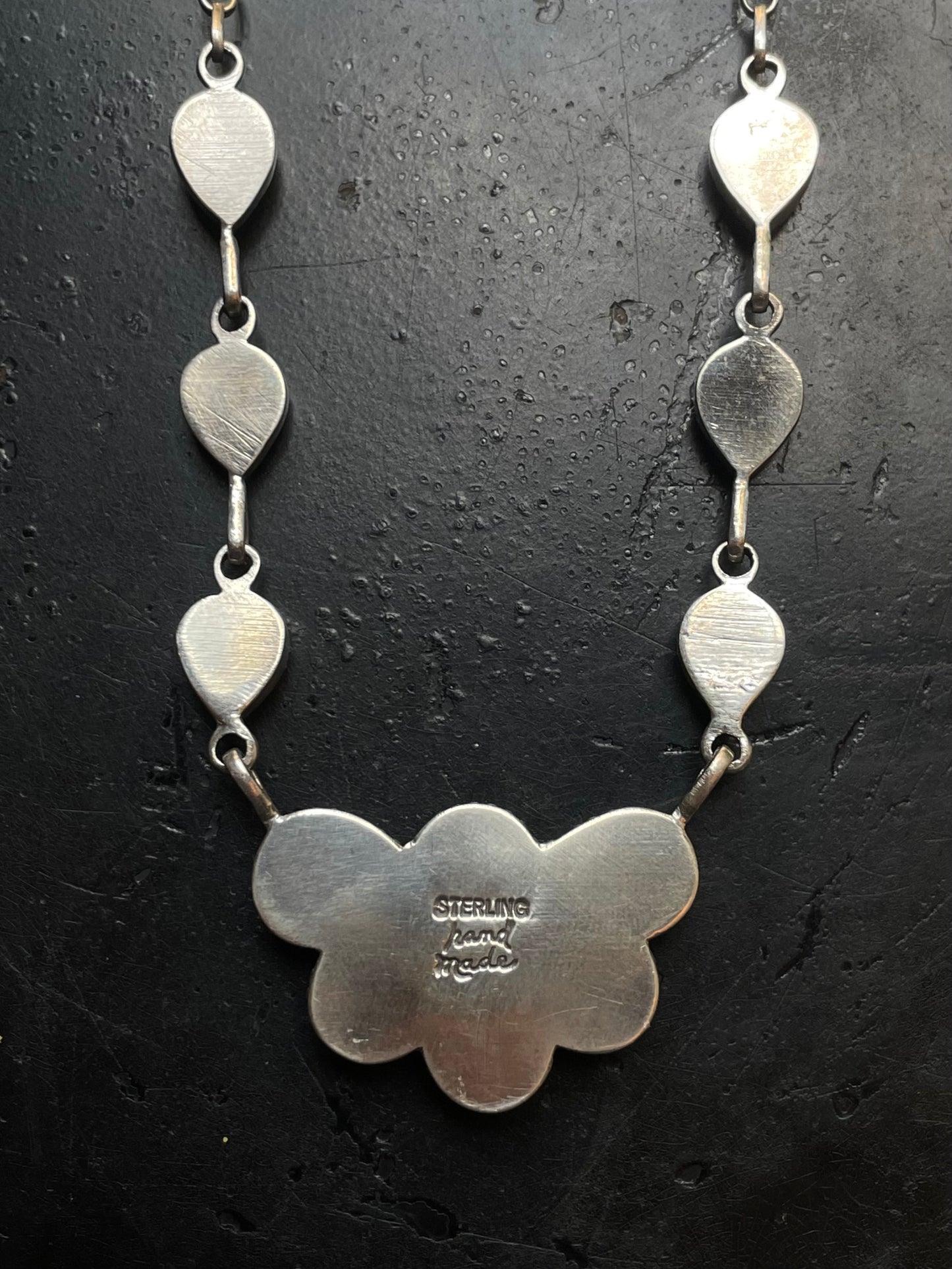 Kingman Turquoise Half Flower Necklace | 925 Sterling Silver G403