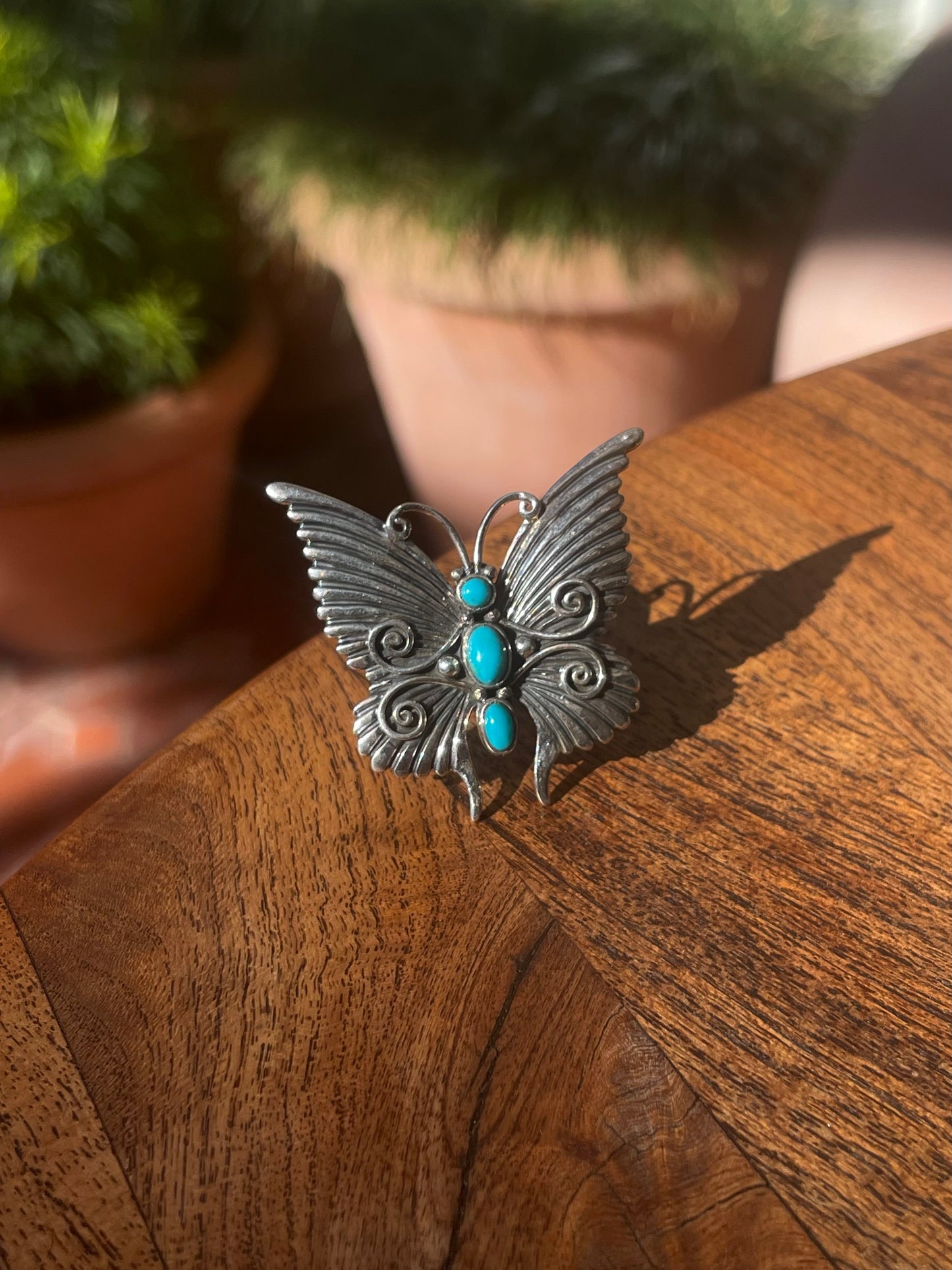 Turquoise Butterfly Ring Size 9 | 925 Sterling Silver C866