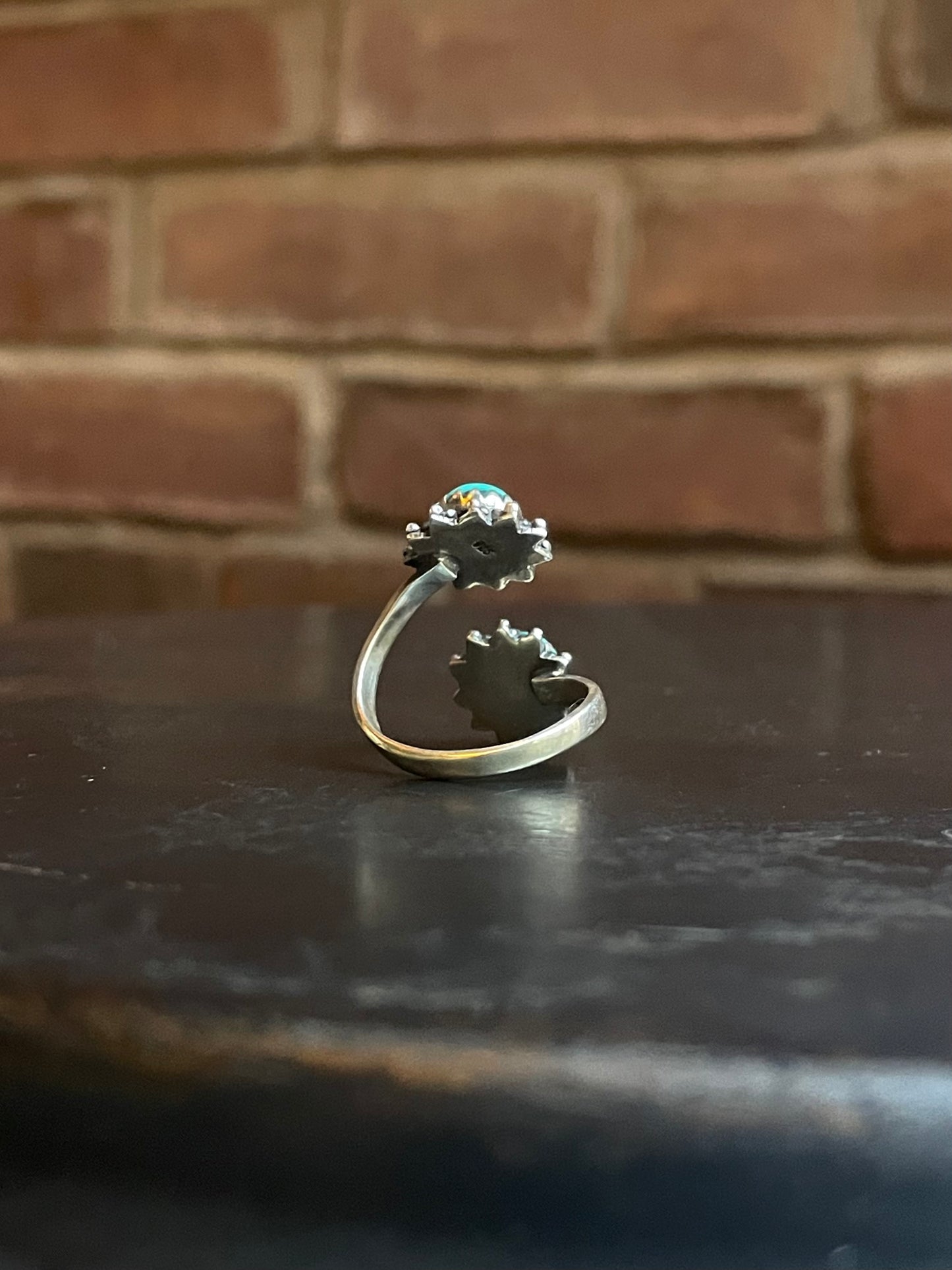 Turquoise Bypass Ring | 925 Sterling Silver Size 9 E486