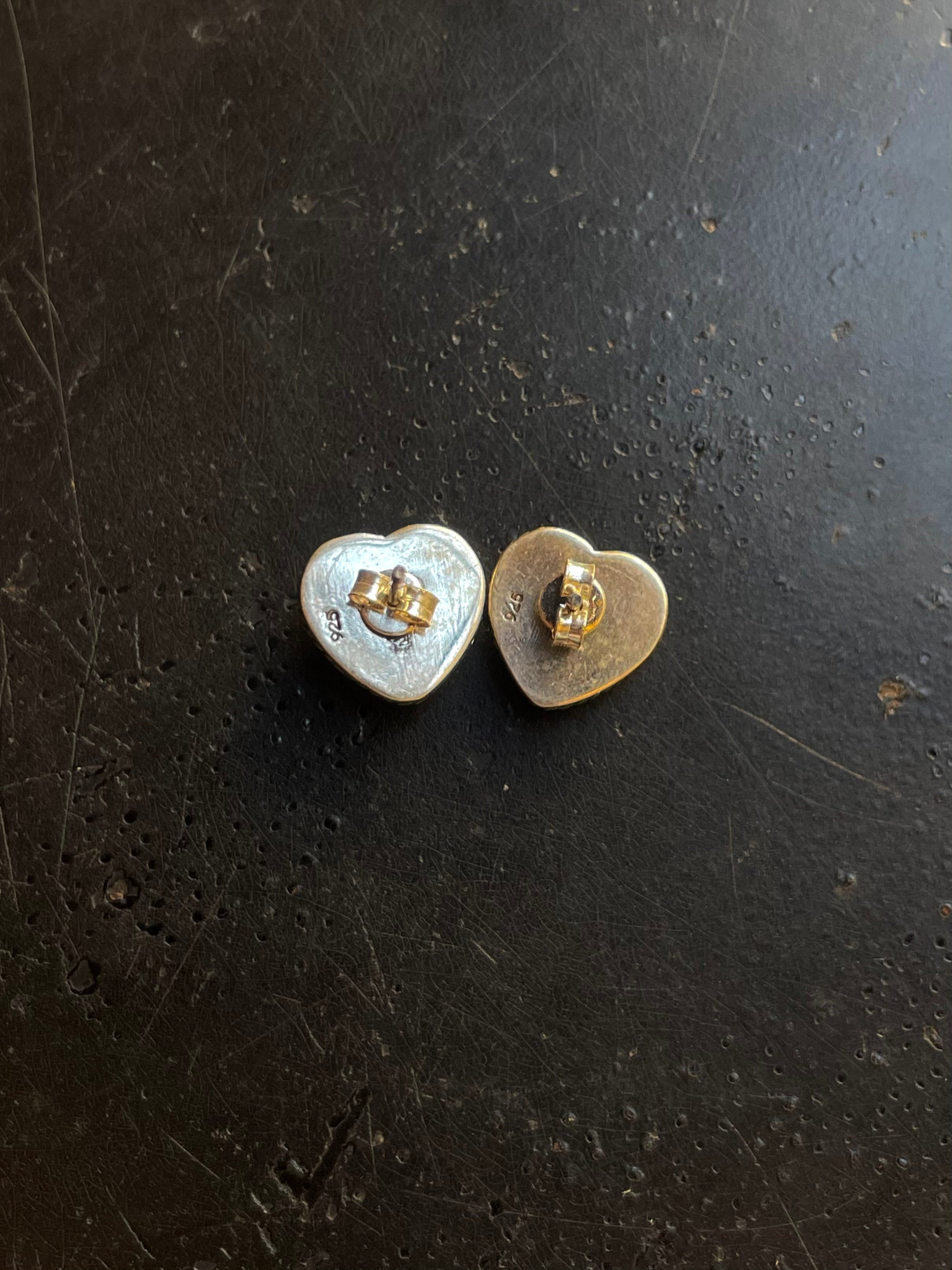 Kingman Turquoise Heart Stud Earrings | 925 Sterling Silver G666