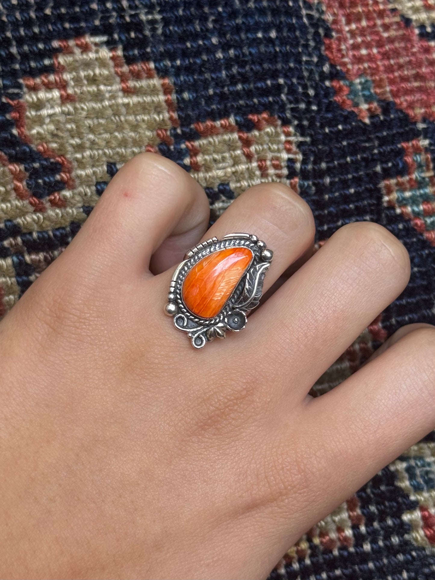 Spiny Oyster Leaf Ring | 925 Sterling Silver | Size 7 C225