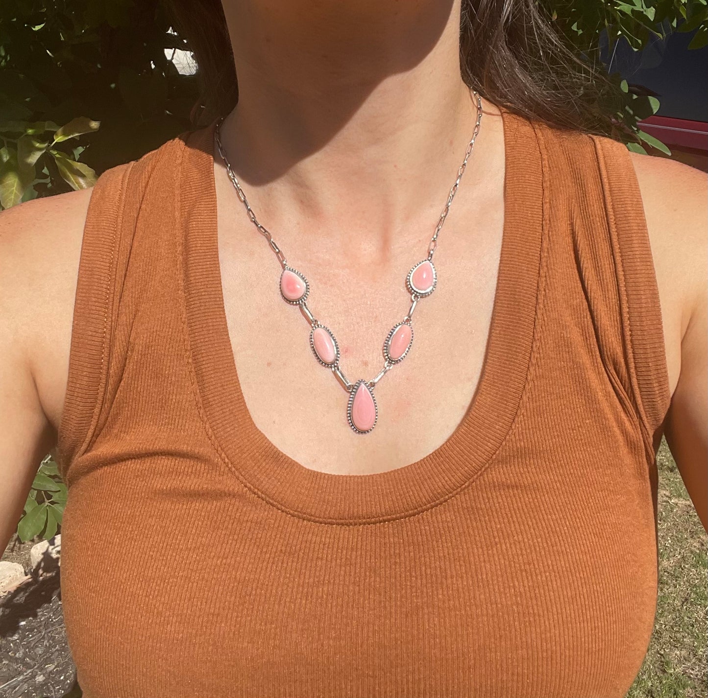 Pink Conch Drop Necklace | Sterling Silver D124