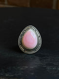 Pink Conch Tear Drop Ring | 925 Sterling Silver Size 7.5 E468