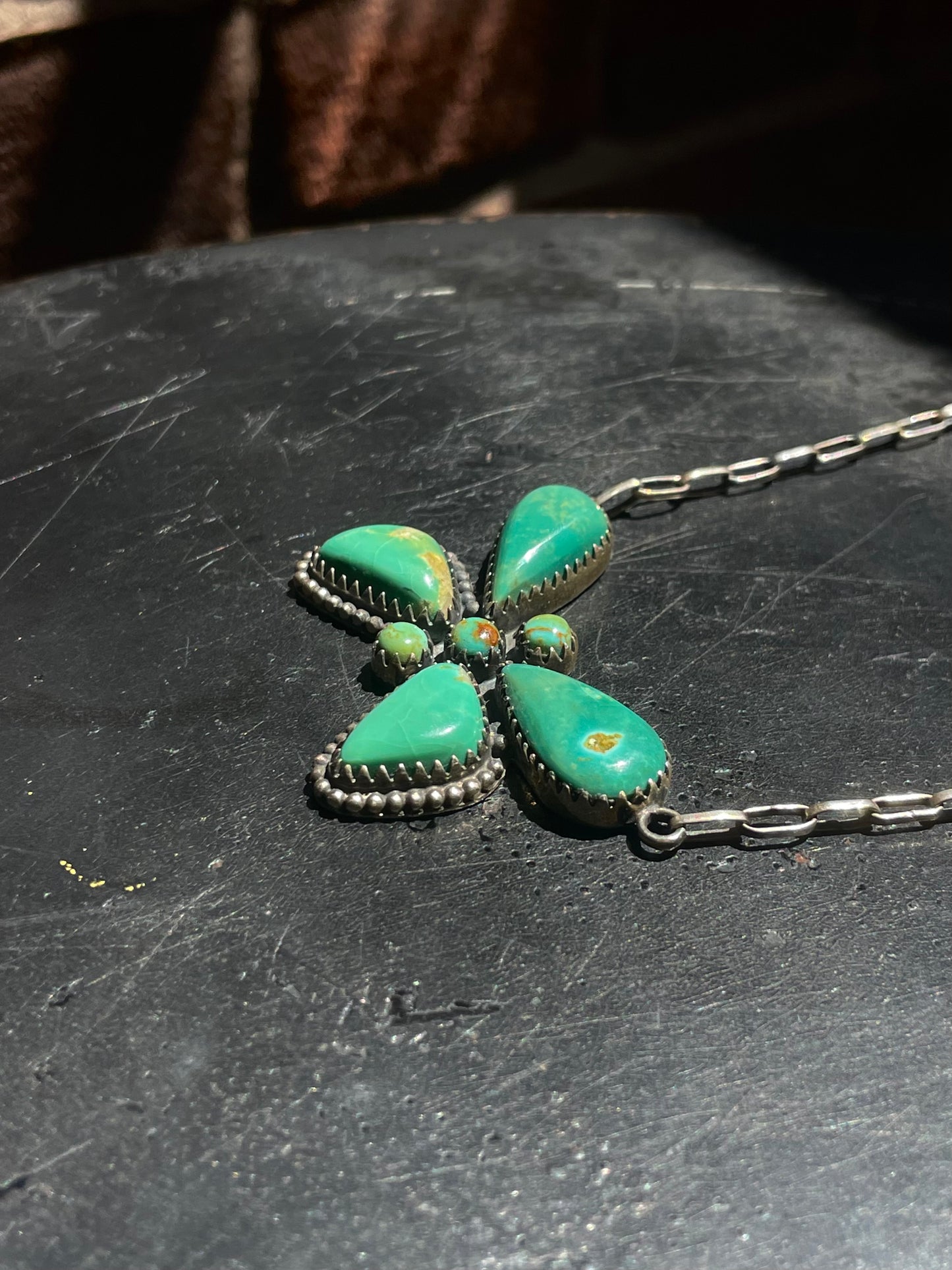Kingman Turquoise Butterfly Necklace | Sterling Silver G419