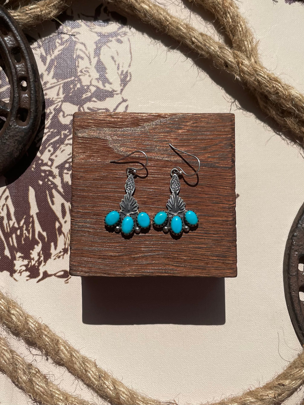 Turquoise Cluster Dangle Earrings | 925 Sterling Silver G709