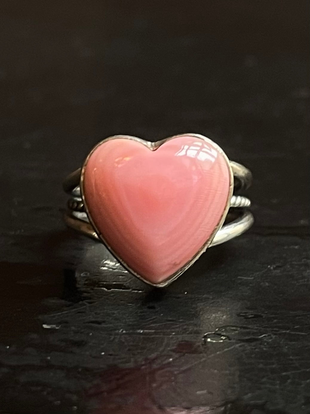 Pink Conch Heart Ring Size 6.5 | 925 Sterling Silver G115