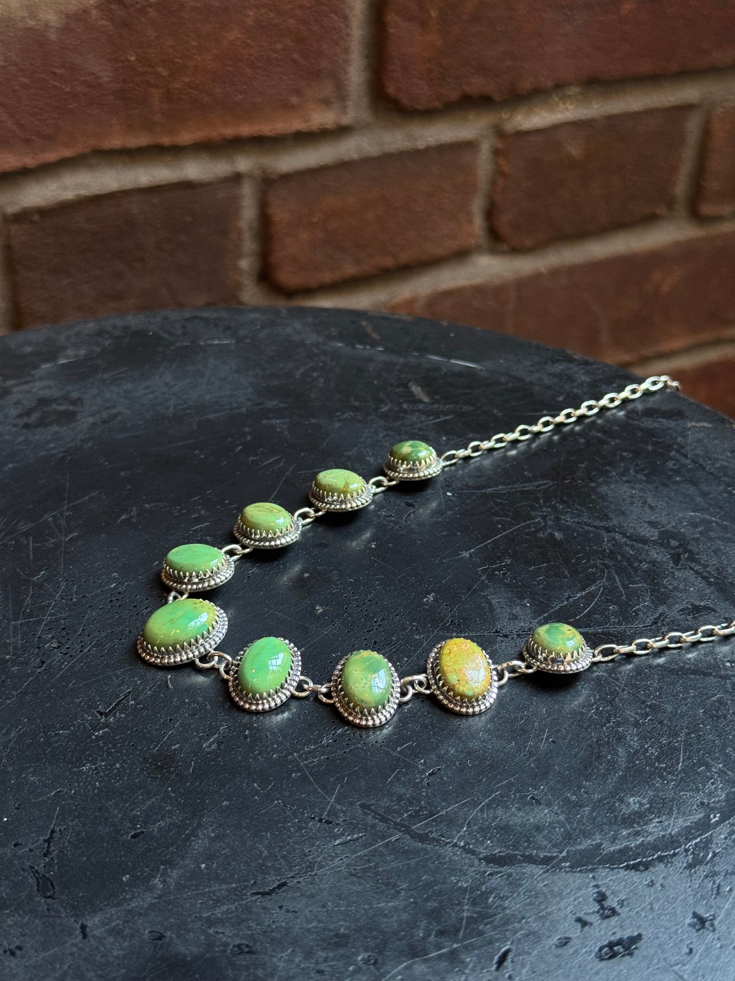 Turquoise Oval Necklace | Sterling Silver | 7.2 in | A985