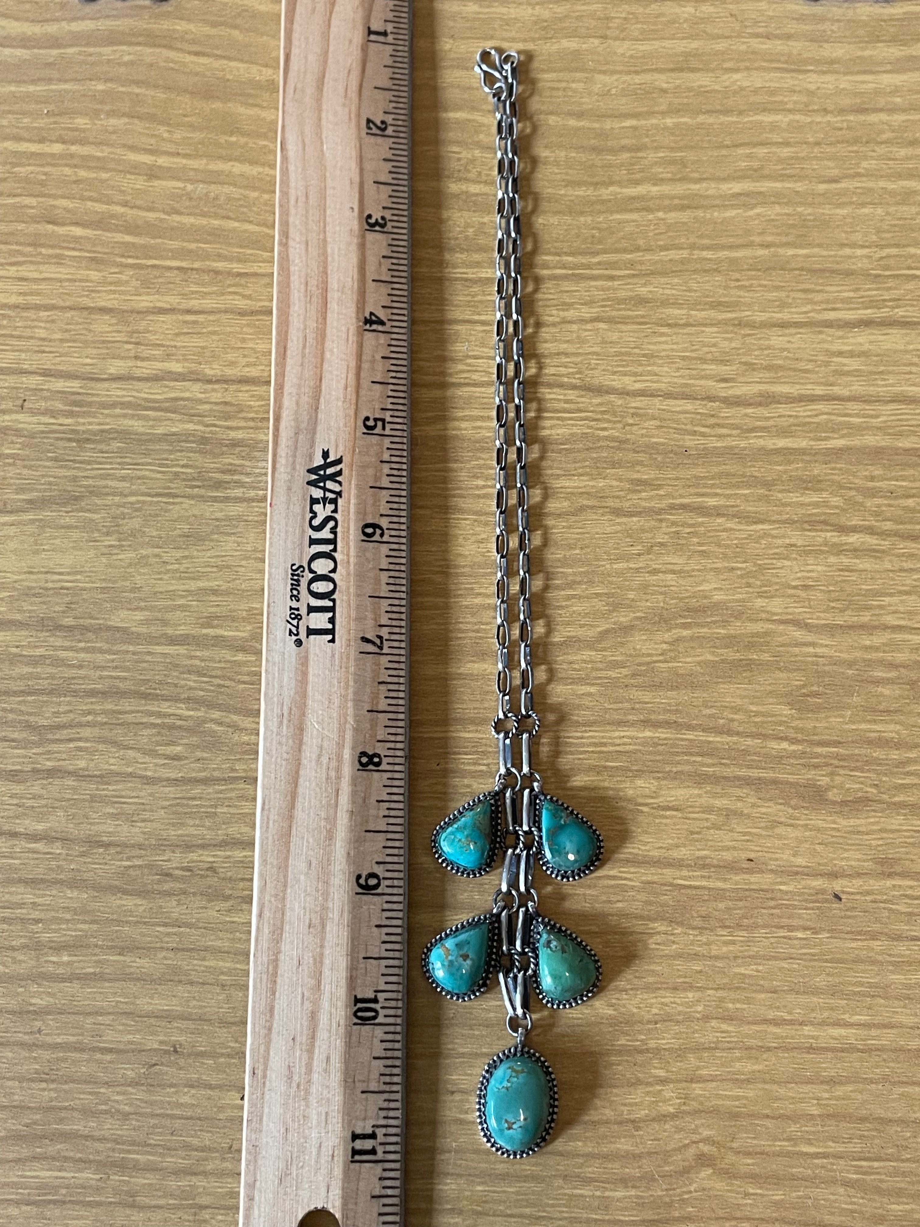 Kingman Turquoise Lariat Necklace | 925 Sterling Silver G612