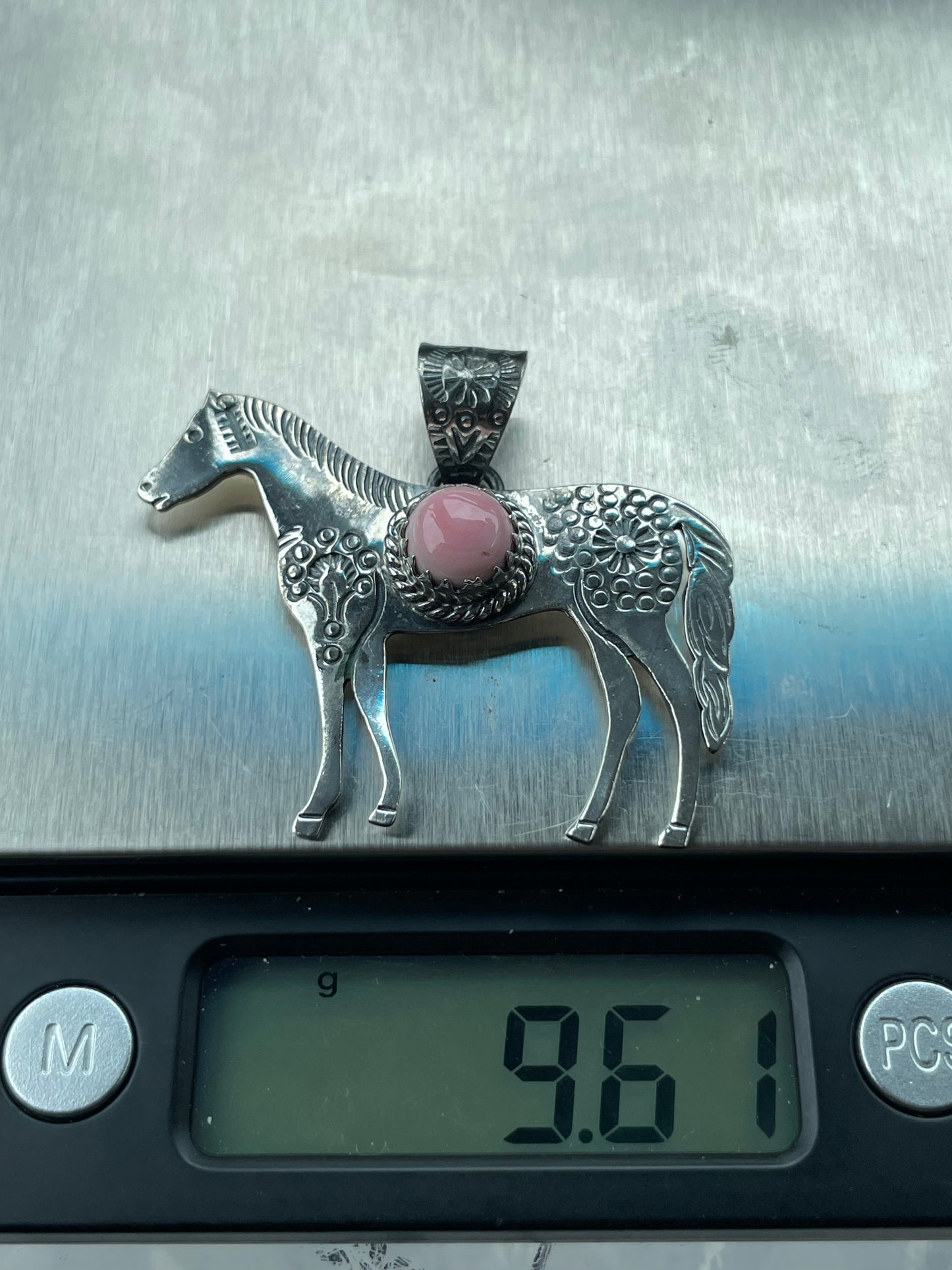 Pink Conch Horse Pendant | 925 Sterling Silver B982