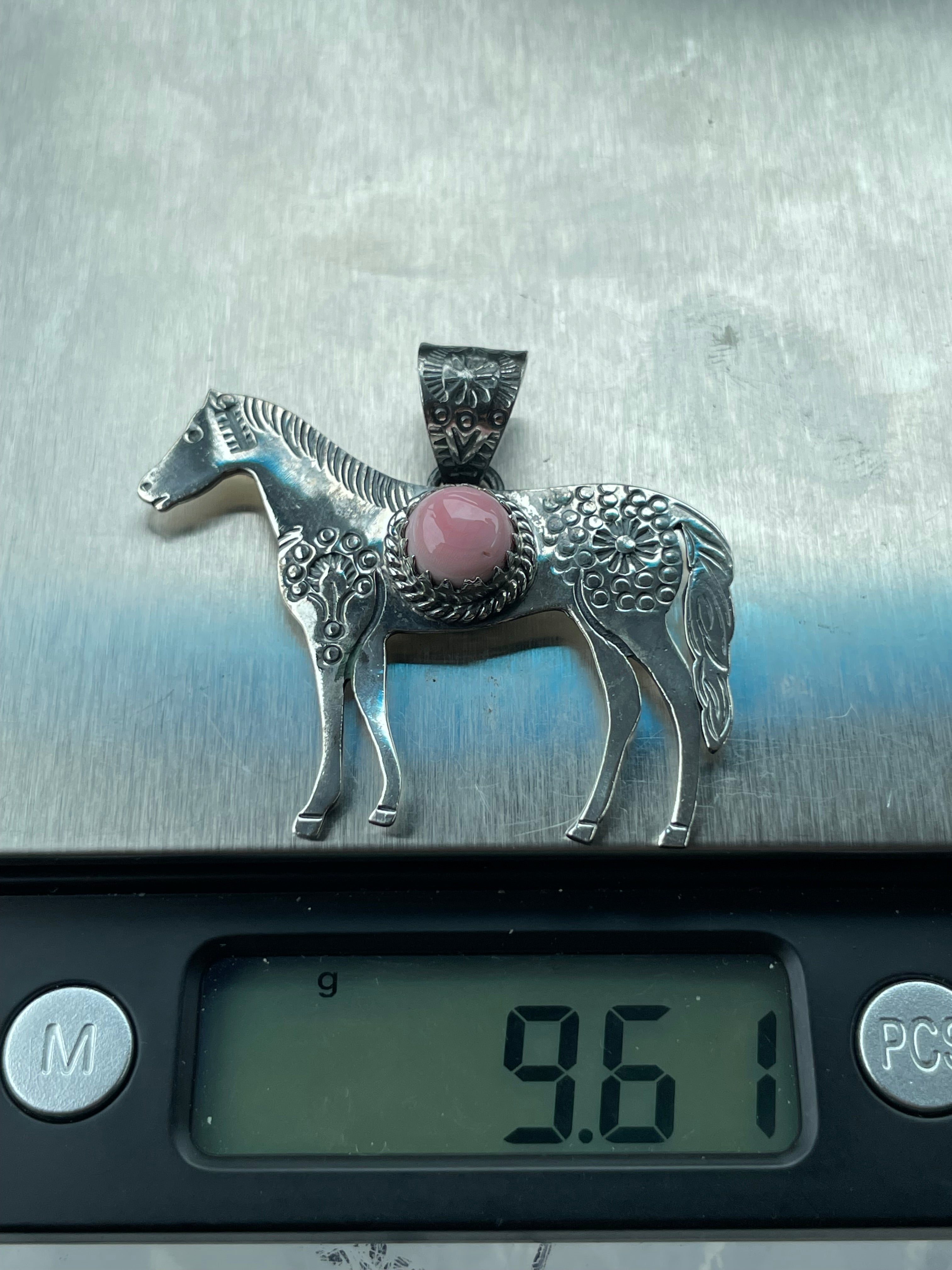 Pink Conch Horse Pendant | 925 Sterling Silver B982