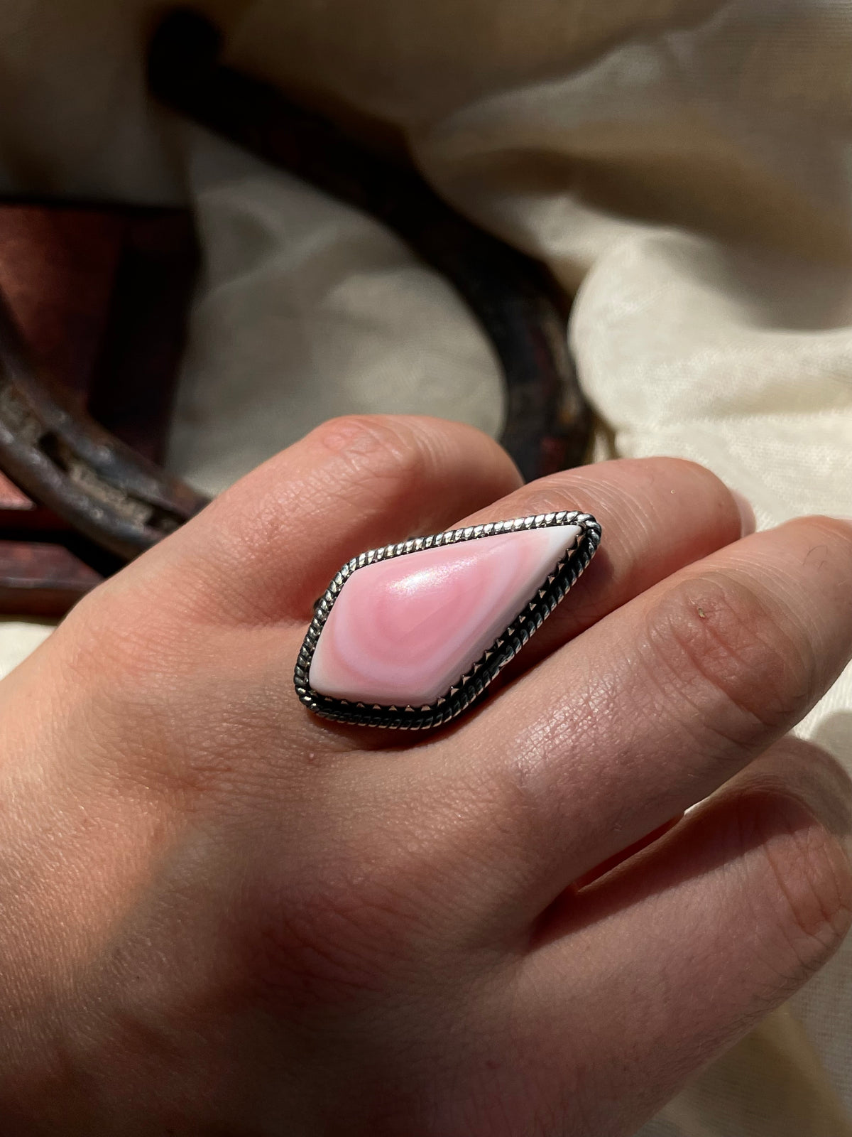 Pink Conch Ring Size 6 | 925 Sterling Silver C917
