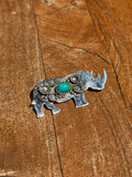 Turquoise Rhinoceros Pendant | 925 Sterling Silver A587