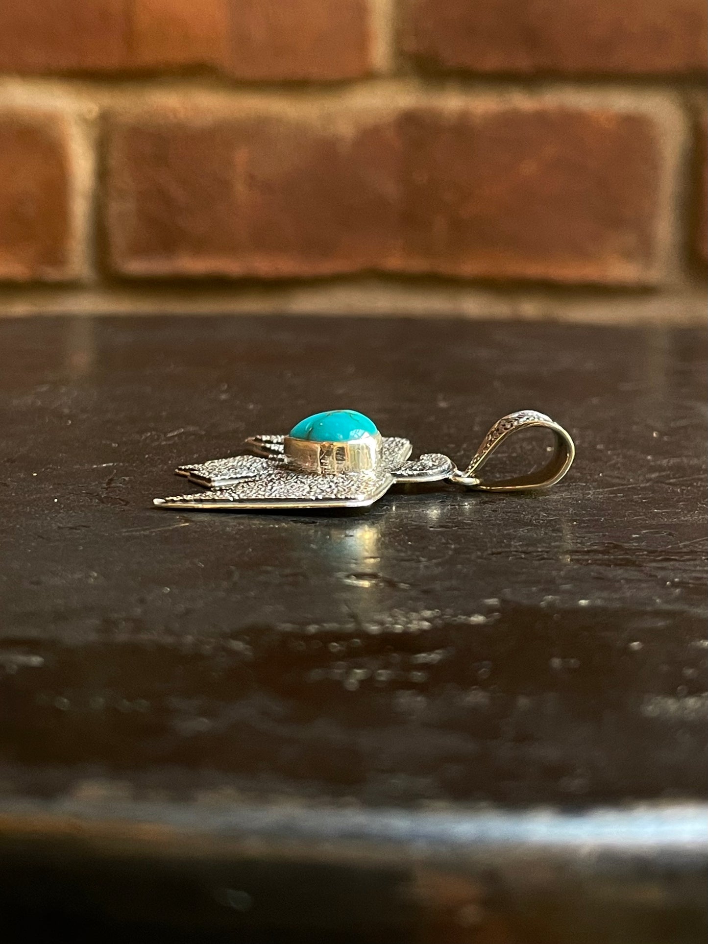 Kingman Turquoise Thunderbird Pendant | Sterling Silver G464