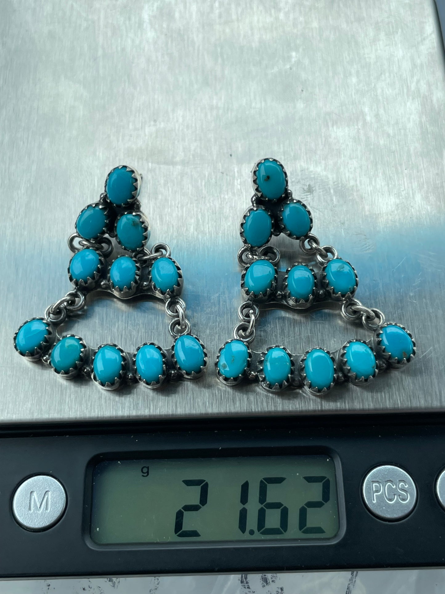 Kingman Turquoise Chandelier Stud Earrings | 925 Sterling Silver B971