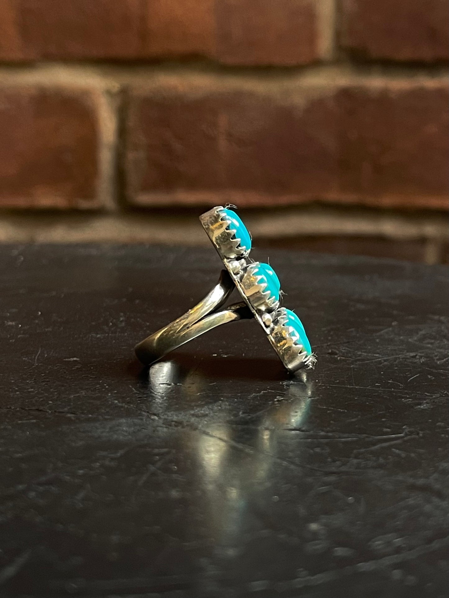 Kingman Turquoise Double Row Ring Size 7.75 | 925 Sterling Silver G477