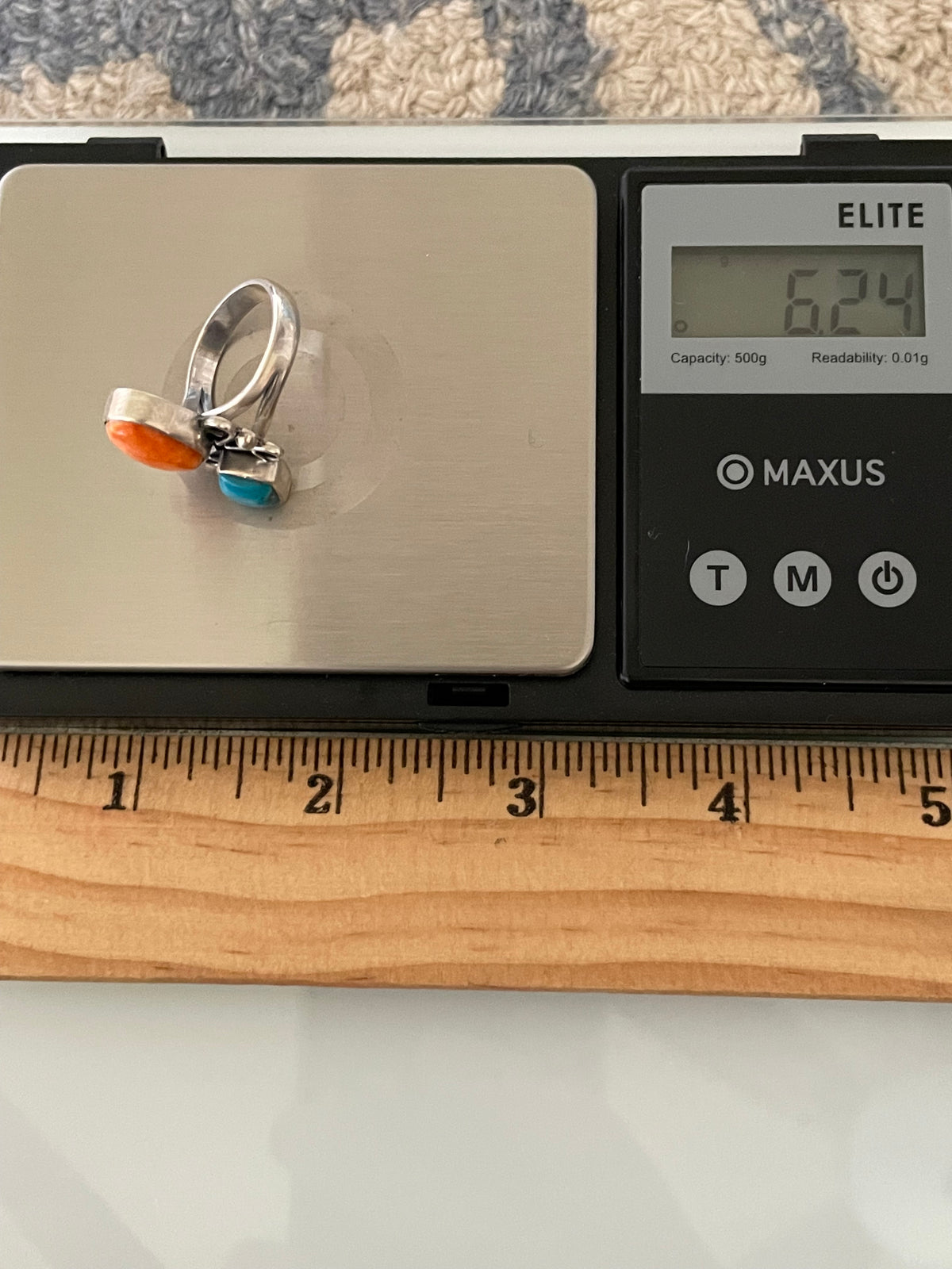 Turquoise & Spiny Oyster Two-Stone Ring | 925 Sterling Silver Size 6 G820