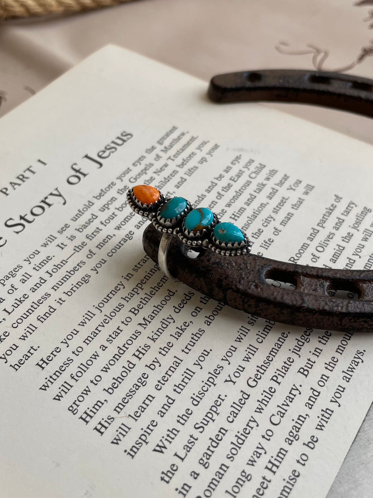 Turquoise & Spiny Oyster Multi-Stone Ring | 925 Sterling Silver Size 8 G818